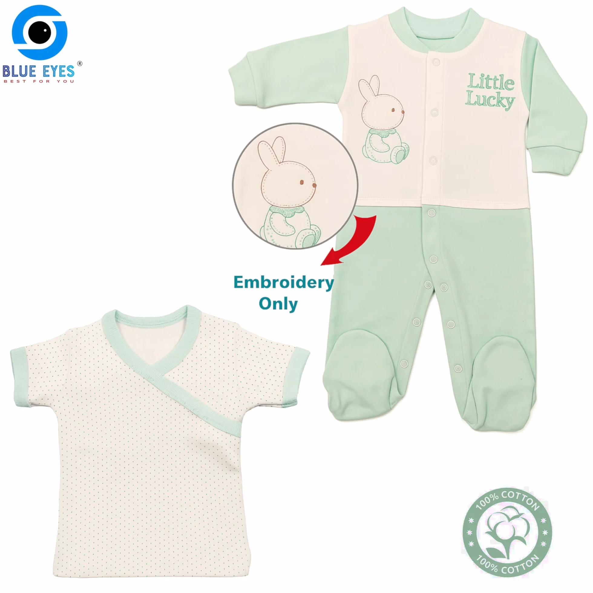 Blue Eyes Zestaw prezentowy dla noworodka 100% naturalna bawełna Pierwsze akcesoria unisex Zestaw odzieży dla niemowląt dla dzieci 0-4 miesięcy 8 sztuk, ZIELONY