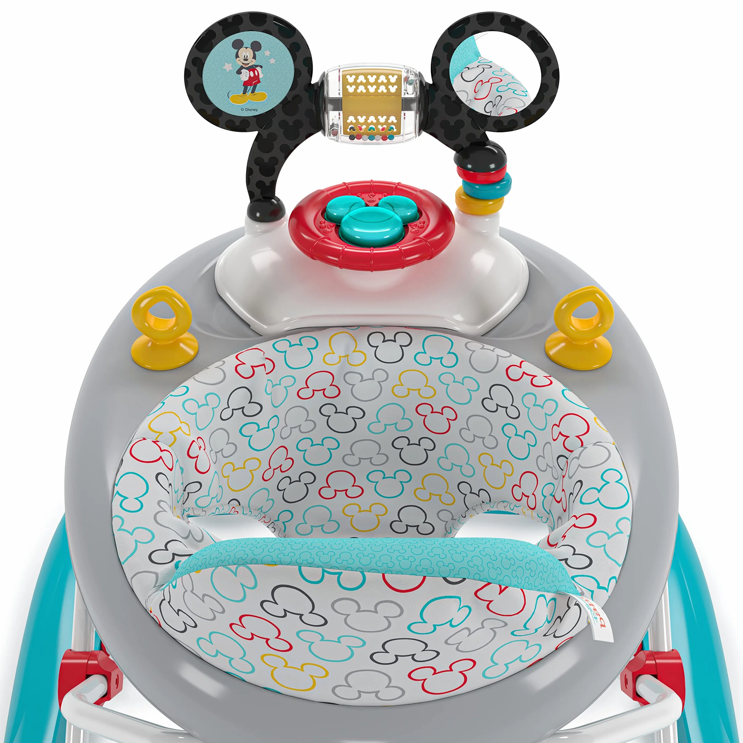Bright Starts, Disney Baby, Myszka Miki, oryginalna bestie chodzik do aktywności 2 w 1, ze zdejmowaną stacją zabawkową ze światłami, piosenkami i dźwiękami, regulowana wysokość, łatwy do czyszczenia,