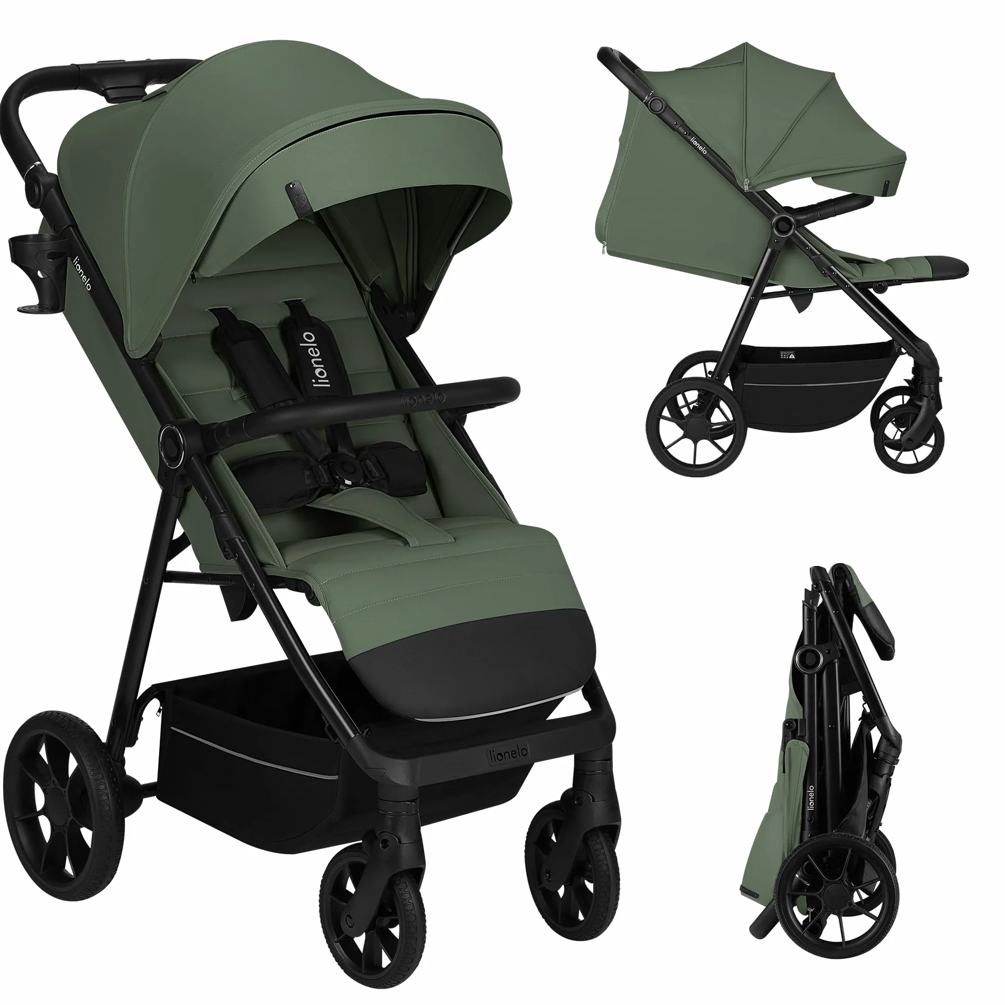 LIONELO IVA Spacerowy Wózek Dziecięcy do 22 kg od 6 m do 4 lat Obrotowe Koła 360° Pełna Amortyzacja Regulacja Rączki Oparcia i Podnóżka Daszek XXL UPF50+ Materiał Premium