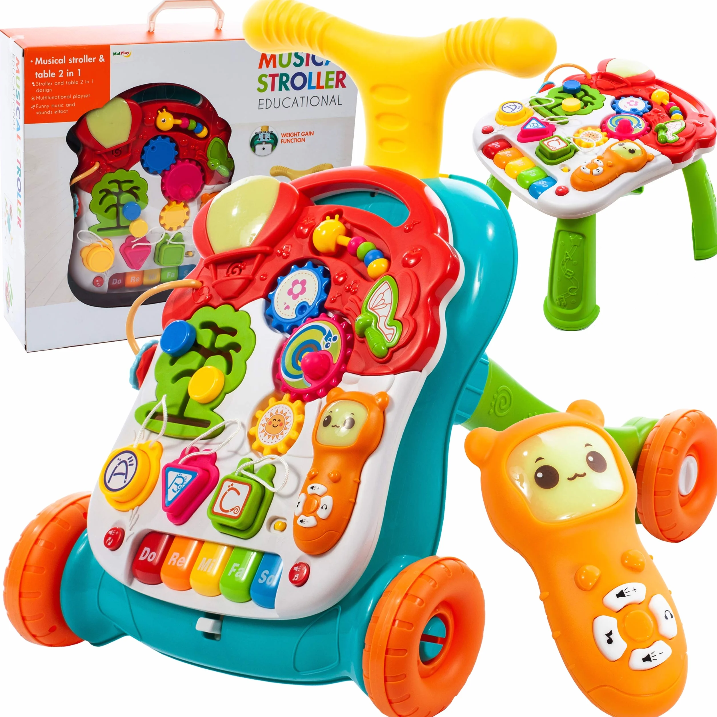 MalPlay 5901924216421 Chodzik Pchacz 5W1 Kolorowy ,Wielokolorowy