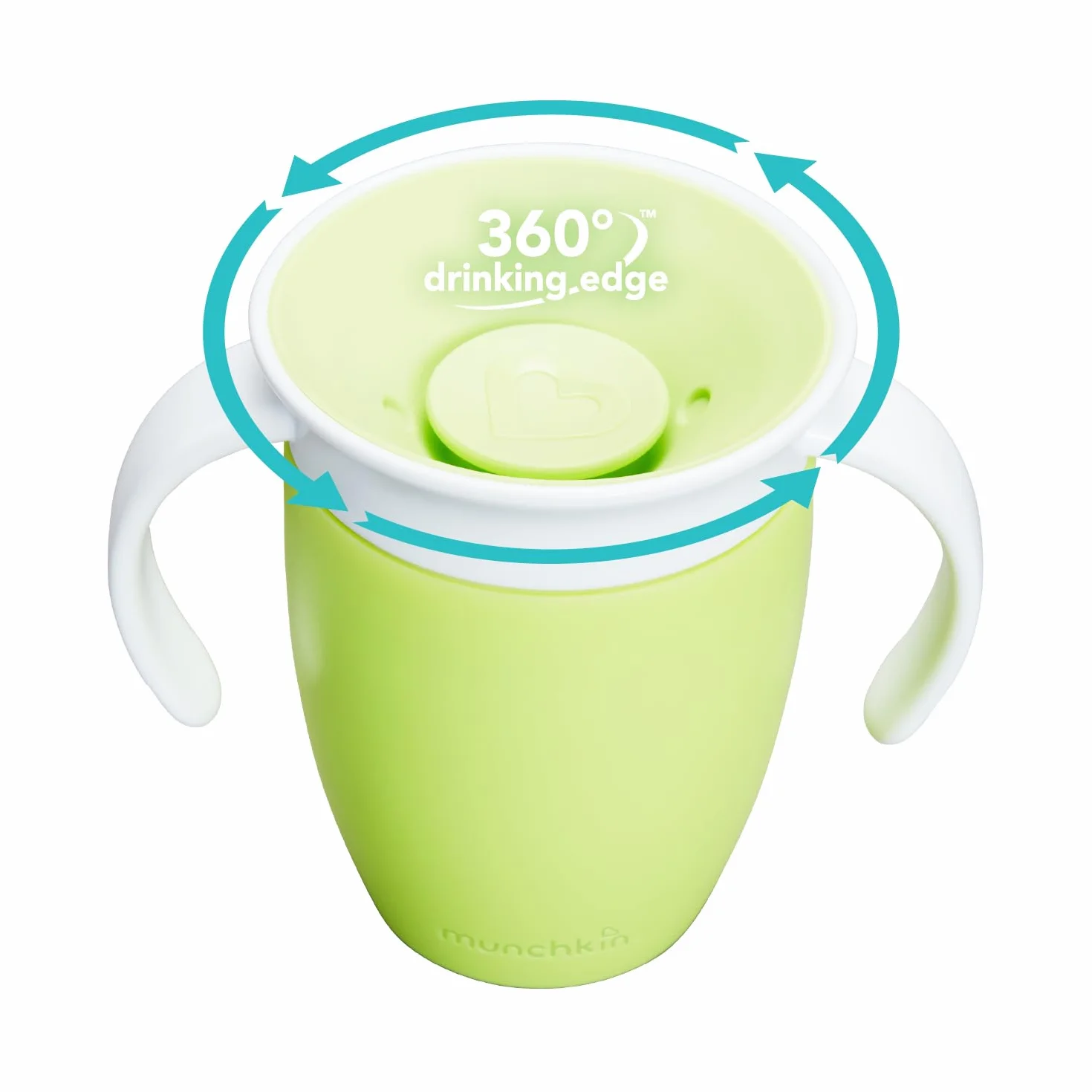 Munchkin Kubek Miracle 360, do Ćwiczenia dla Niemowląt, bez BPA, z Uchwytami, Kubek Niekapek, Można Myć w Zmywarce, Szczelny, dla Maluchów, do Karmienia, od 6+ miesięcy, 207 ml, Zielony