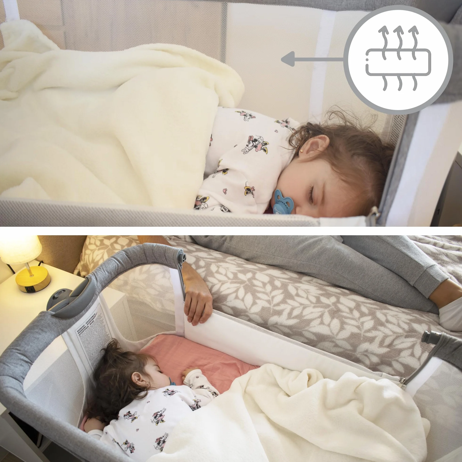 Twinly Comfortly 2 w 1 składane łóżeczko dziecięce z kółkami, regulowana wysokość, materac w zestawie