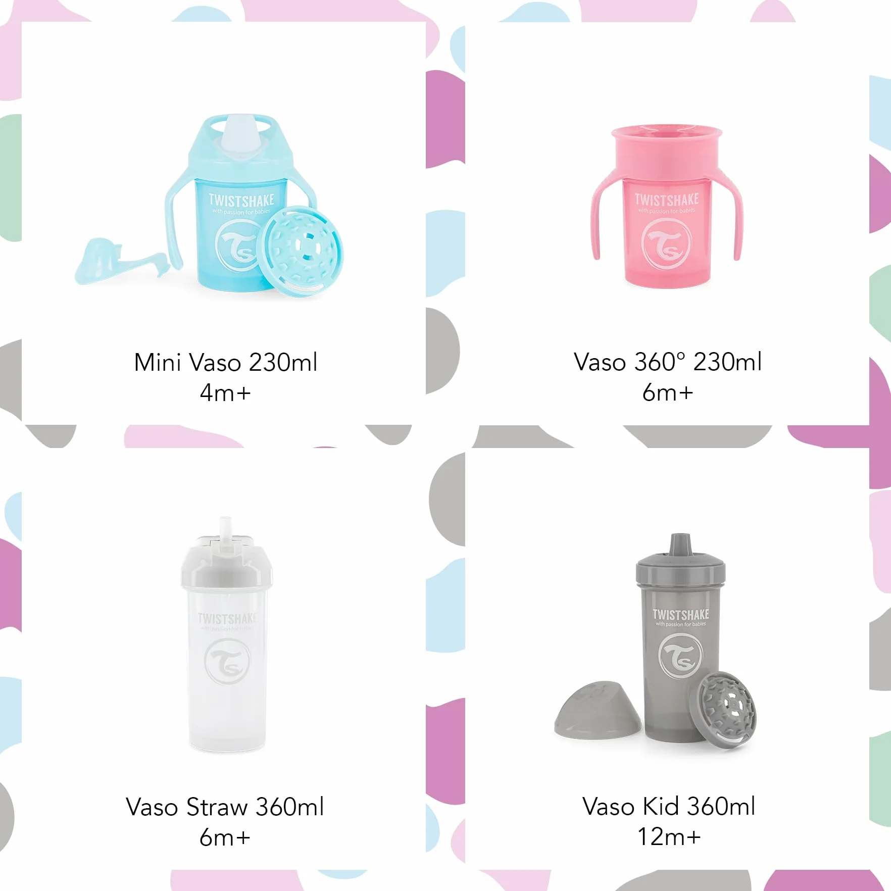 Twistshake Straw Cup Butelka do Nauki Picia 360 ml, Kubek z Giętką Słomką, Zabezpieczona Przed Wyciekiem, Nie Zawiera BPA, 12+ Miesięcy, Pastelowy Różowy