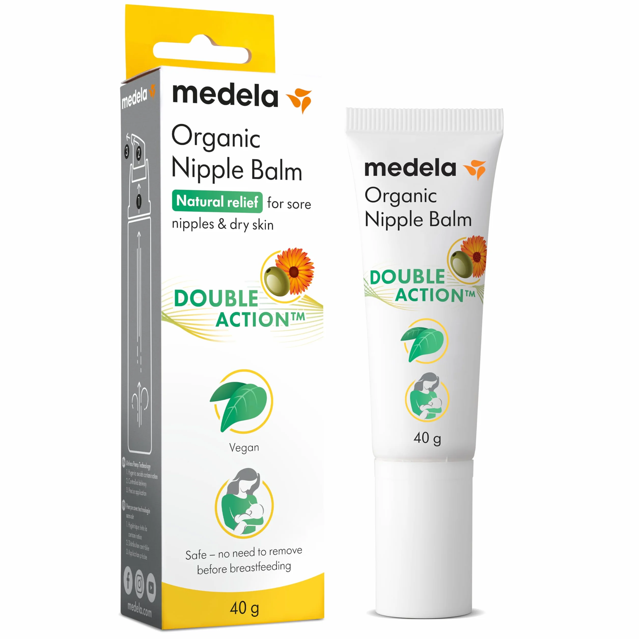 Medela Ekologiczny krem na brodawki piersiowe, kojący i pielęgnujący dla matek karmiących piersią, w 100% naturalny i bezpieczny, szybkie łagodzenie zmęczonych brodawek sutkowych, po porodzie
