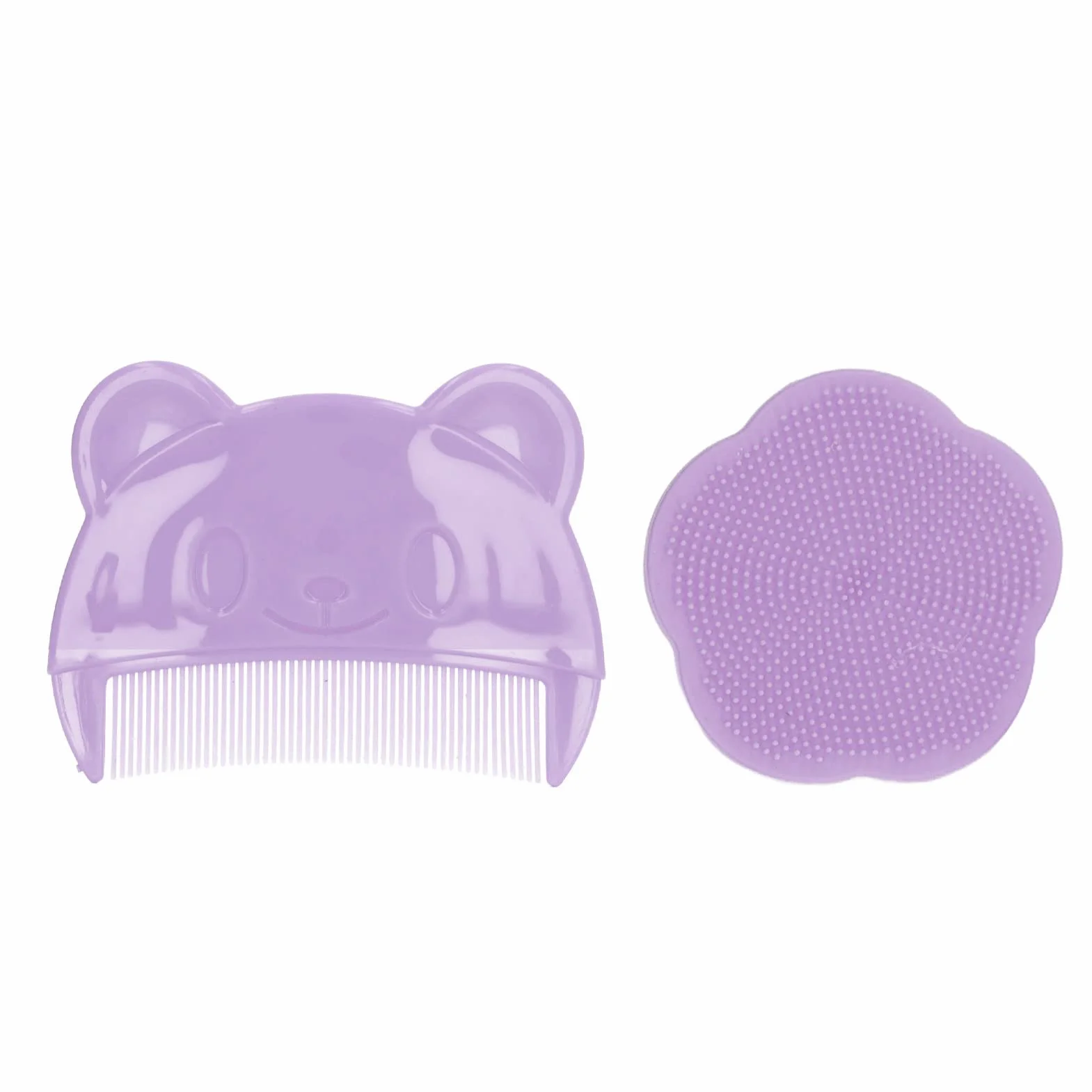 Szczotka do Kąpieli dla Dzieci, Szczotka do Kołyski Oraz Grzebień, Miękka Baby Bath Silicone Brush Set z Cradle Cap Bristle Brush i Pudełko do Przechowywania Idealny dla Noworodków i(Fioletowy)