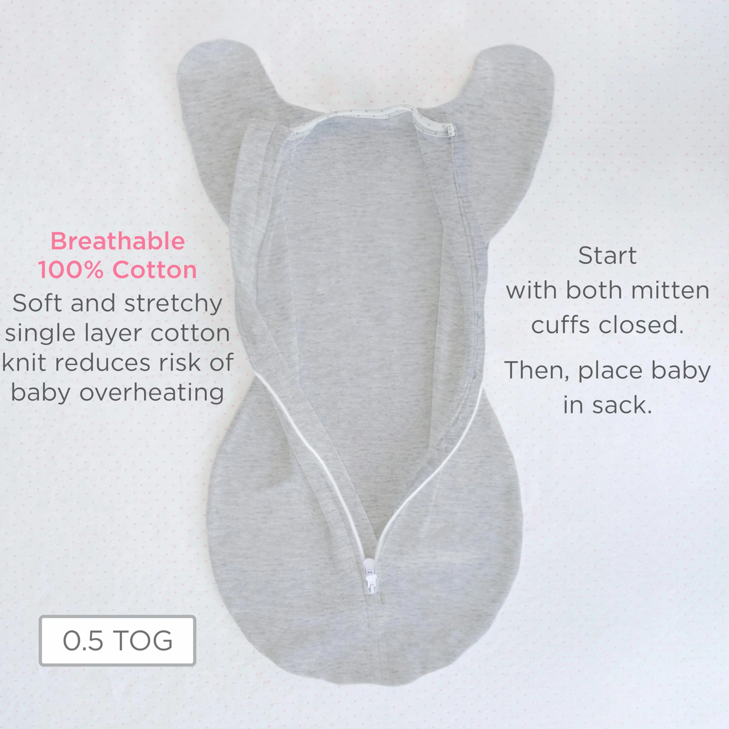 SwaddleDesigns worek do przewijania z rękawami, wrzosowy turkusowy w kropki, mały, 0-3 mies, 2,7-6,4 kg