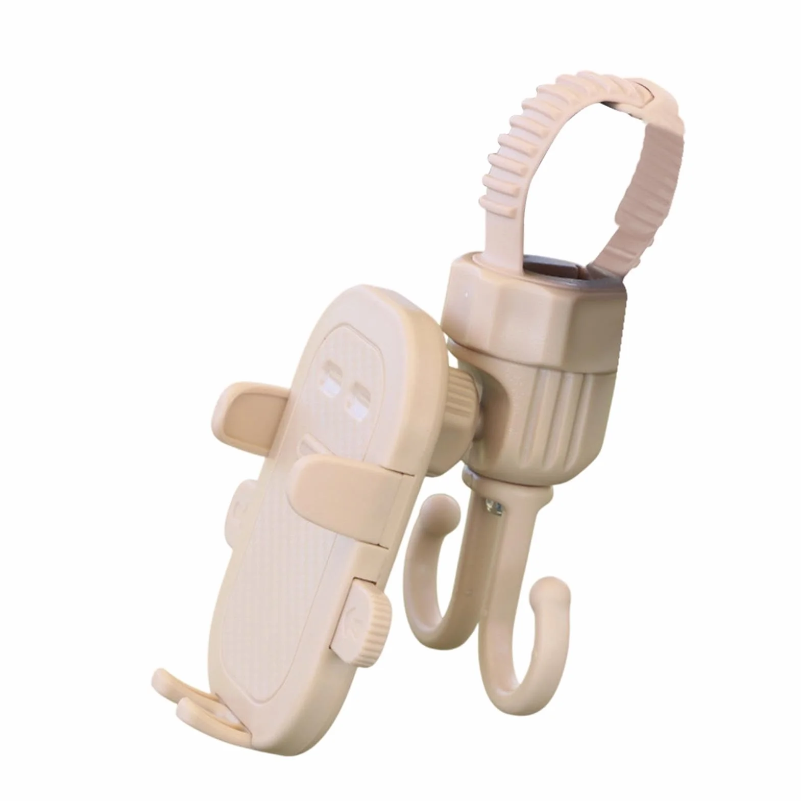 Stroller Phone Holder, 2-in-1 Smartphone Stand Stroller Hook, Multifunctional Holder, Secure Adjustable Grip Bag Hooks for Strollers, Grocery Carts, Bikes 15.5x8.5cm