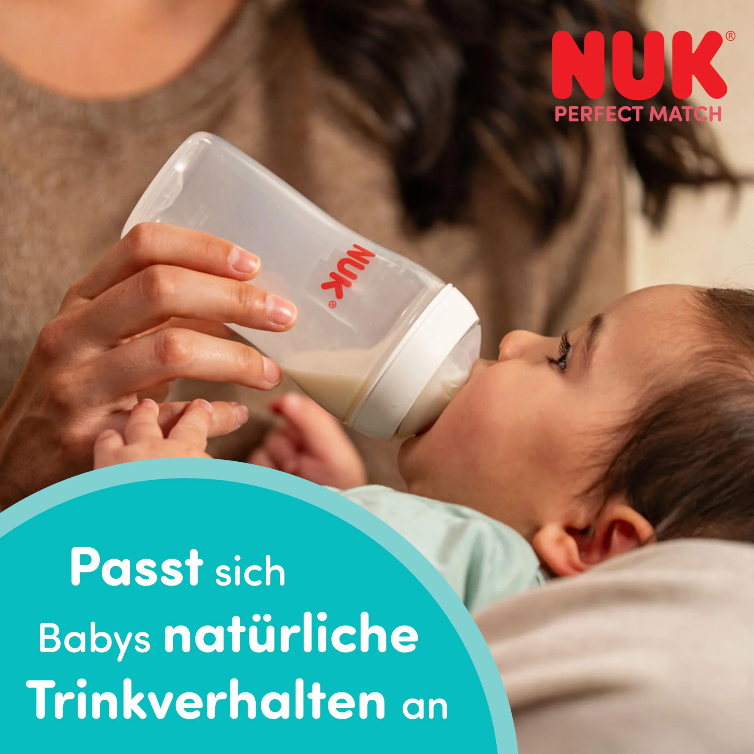 NUK Perfect Match Butelka dla niemowląt | 0+ miesięcy | 150 ml | Butelka przeciwkolkowa | PP | Wskaźnik kontroli temperatury | Hipopotam | 1 sztuka