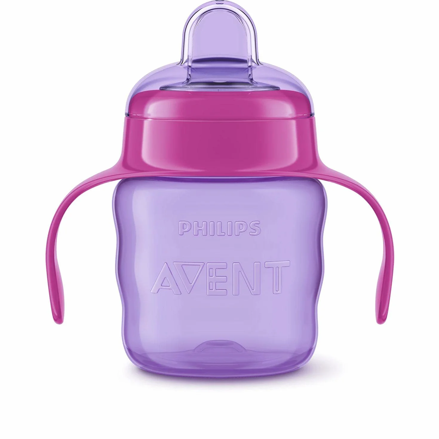 Philips Avent Kubek z wylewką Easy Sip - Miękka wylewka - Łatwa do picia - Nadaje się od 6 m+ - Pomieści 200 ml - Możliwość mycia w zmywarce - Bez BPA - Fioletowy/Różowy - SCF551/03