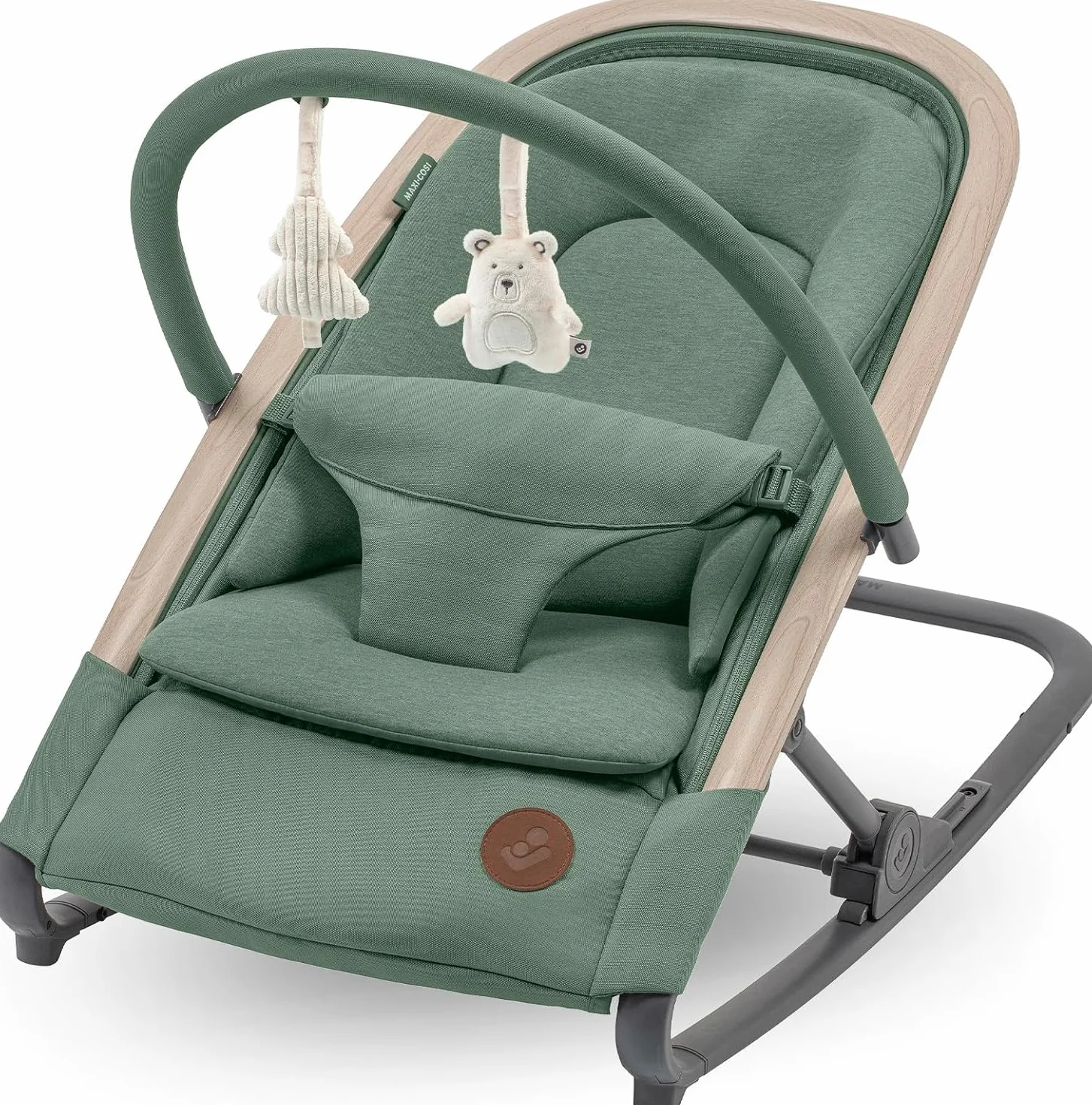 Maxi-Cosi Bujaczek Leżaczek Kori 2 w 1, 0–2 lata, 15 kg, 3 pozycje odchylania, Uprząż Easy-in, Lekki Kompaktowy, Beyond Green