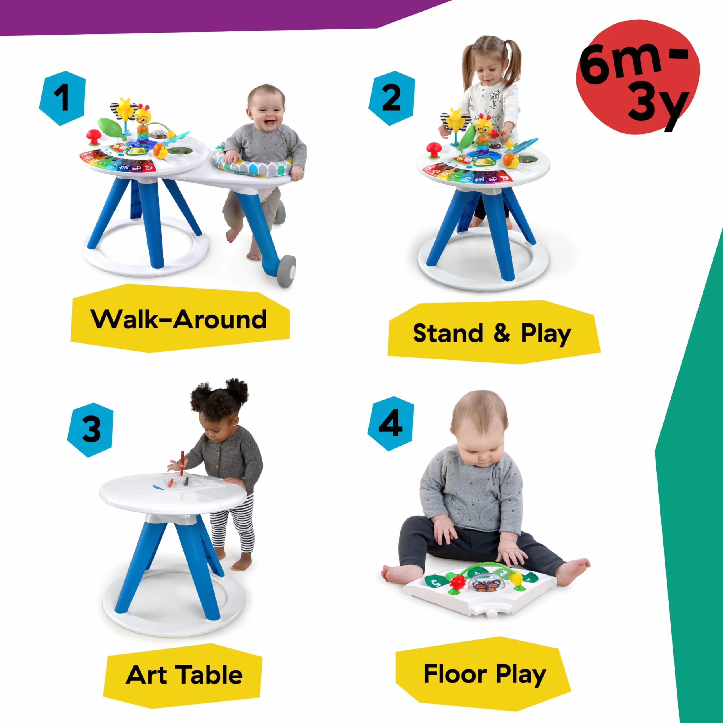 Baby Einstein 11311 Interaktywny Chodzik dla Dzieci ze Stołem, Wielokolorowy, Do 12 kg