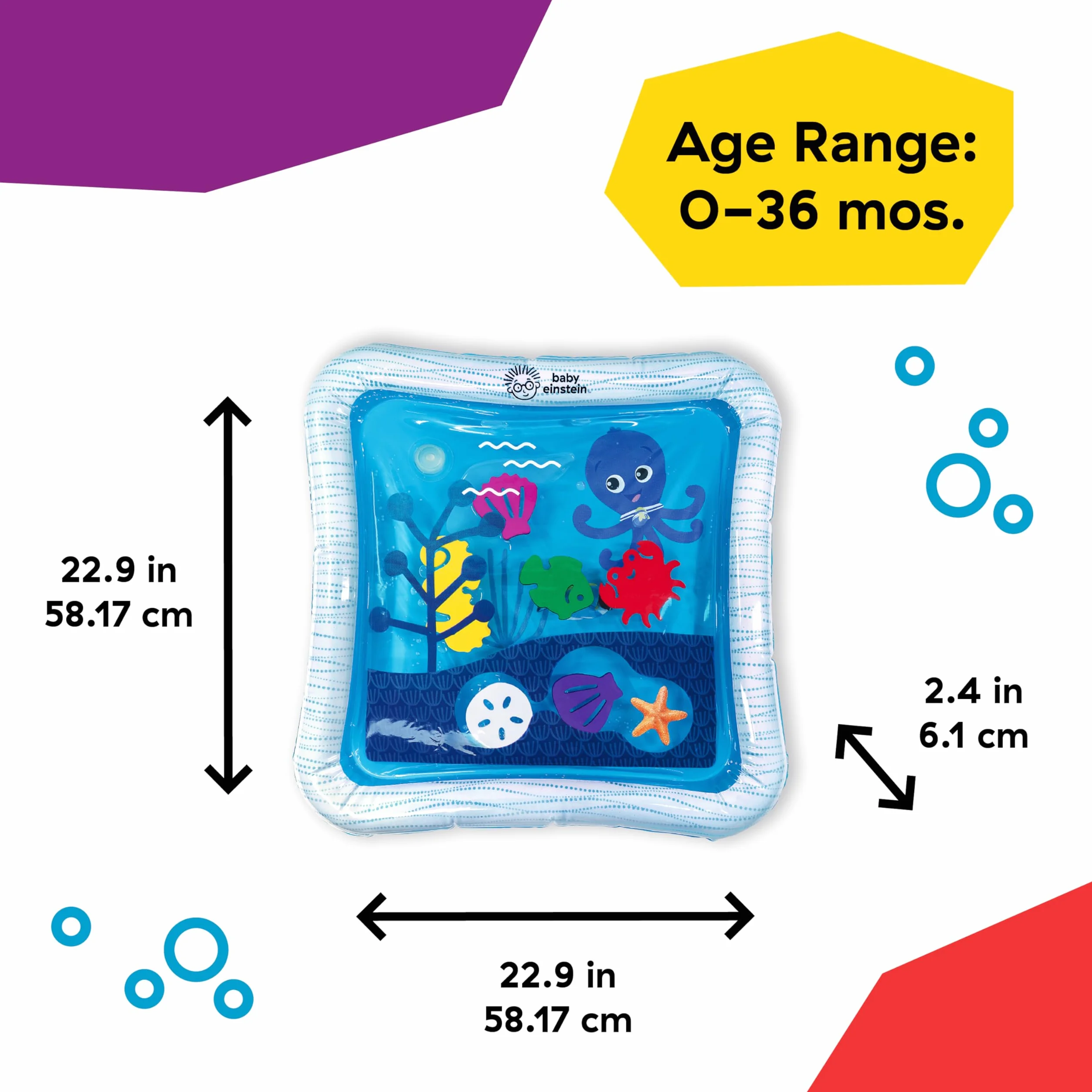 Baby Einstein Mata do zabawy na brzuchu, centrum aktywności i zabawka sensoryczna dla niemowląt, ocean odkryć Opusa, noworodka i góry, czarna (1 opakowanie)