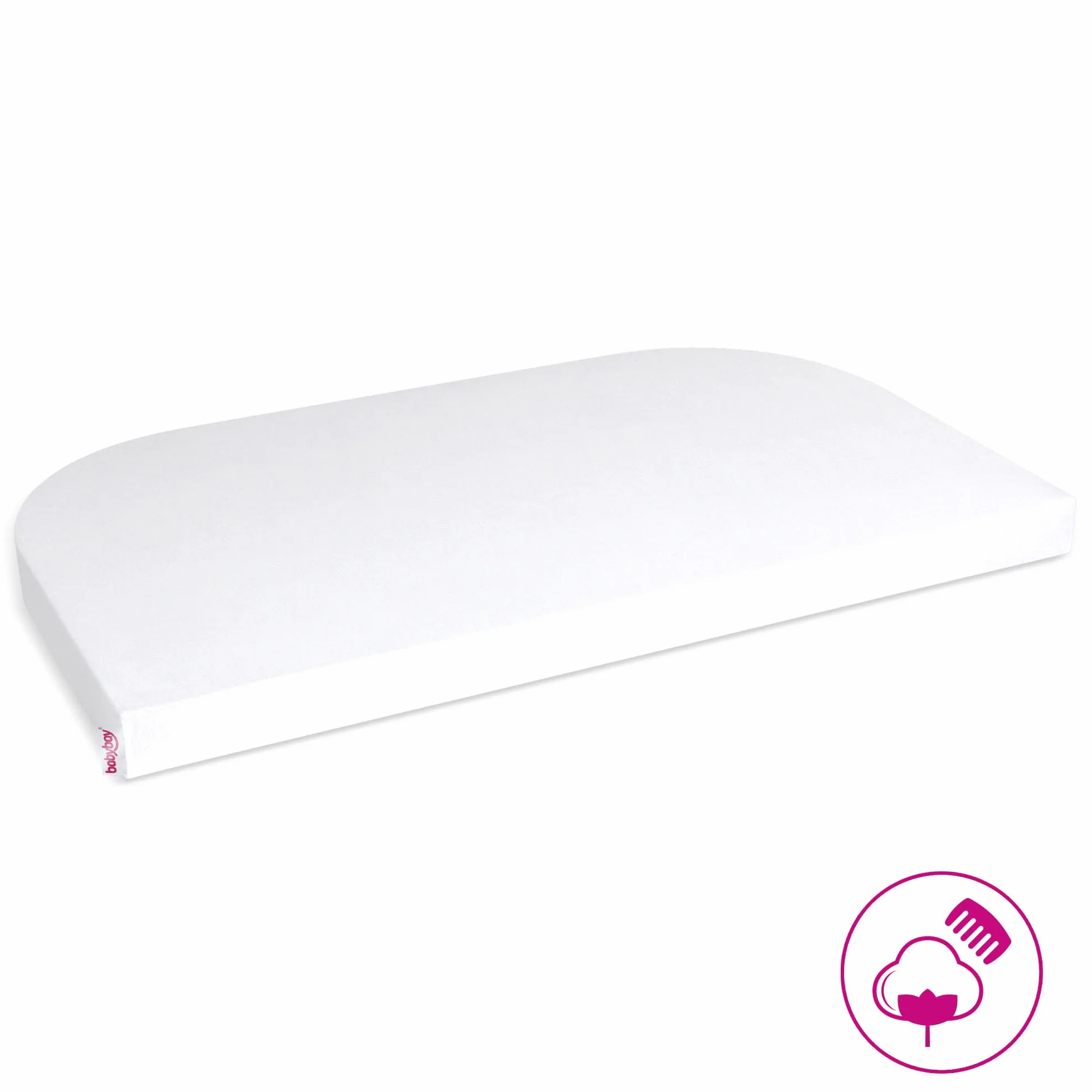 babybay Jersey prześcieradło z gumką Deluxe z membraną pasuje do modeli Maxi, Midi, Boxspring, Comfort i Comfort Plus, białe, 89 x 50 cm (pojedyncze opakowanie)