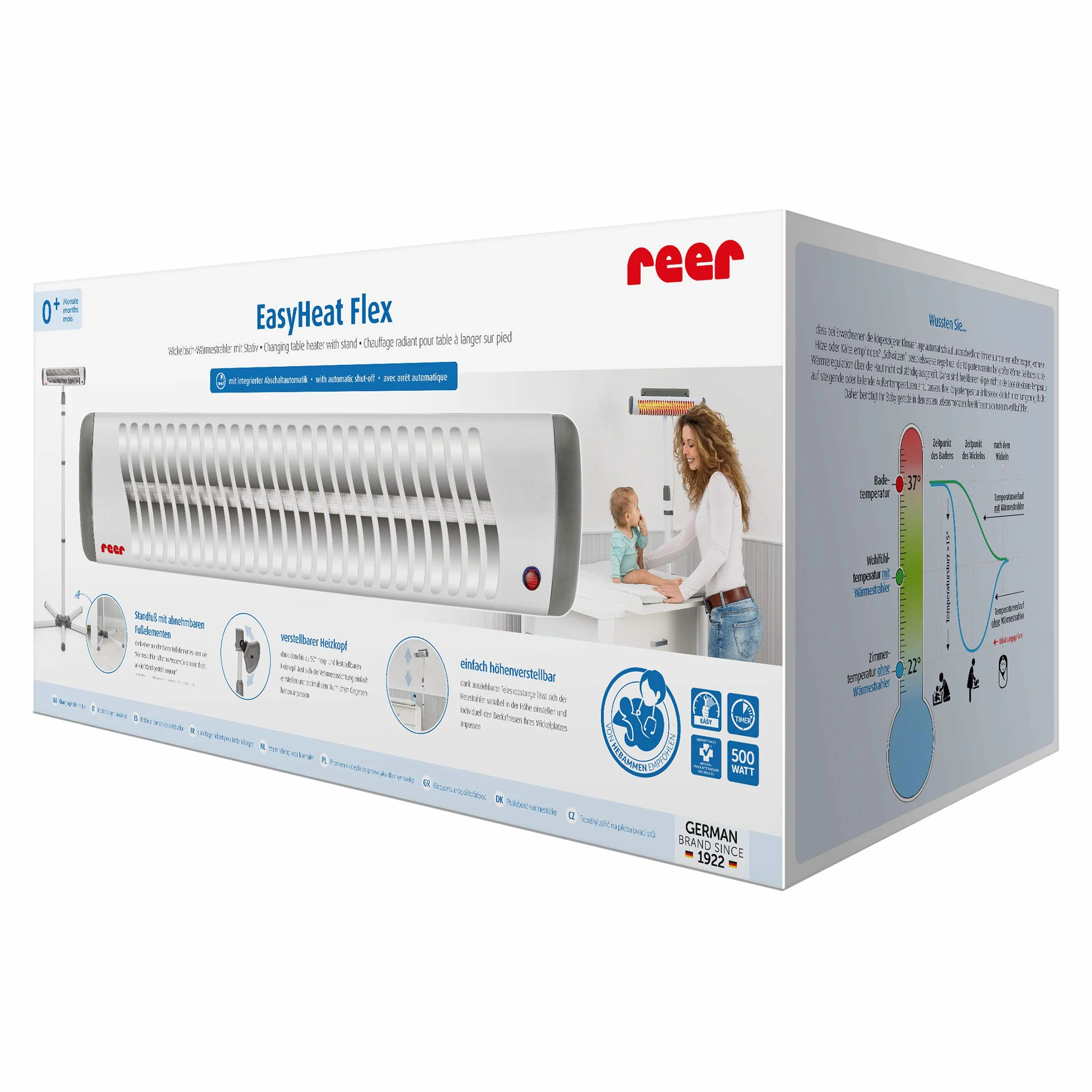 Reer 19050 Promiennik do Przewijania Easyheat Flex, Biały, 1 Sztuka
