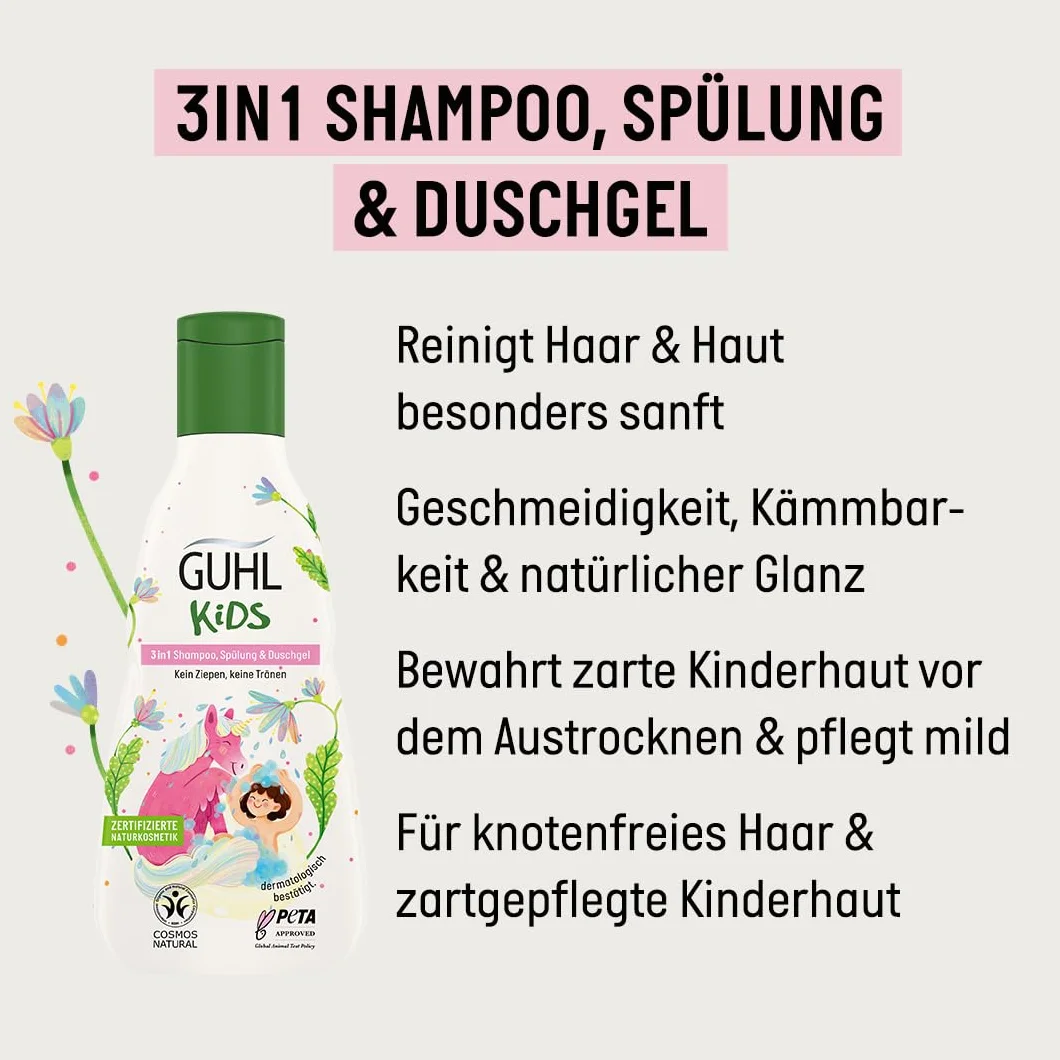 Guhl Kids 3 W 1 Szampon, Biały, 250 ml