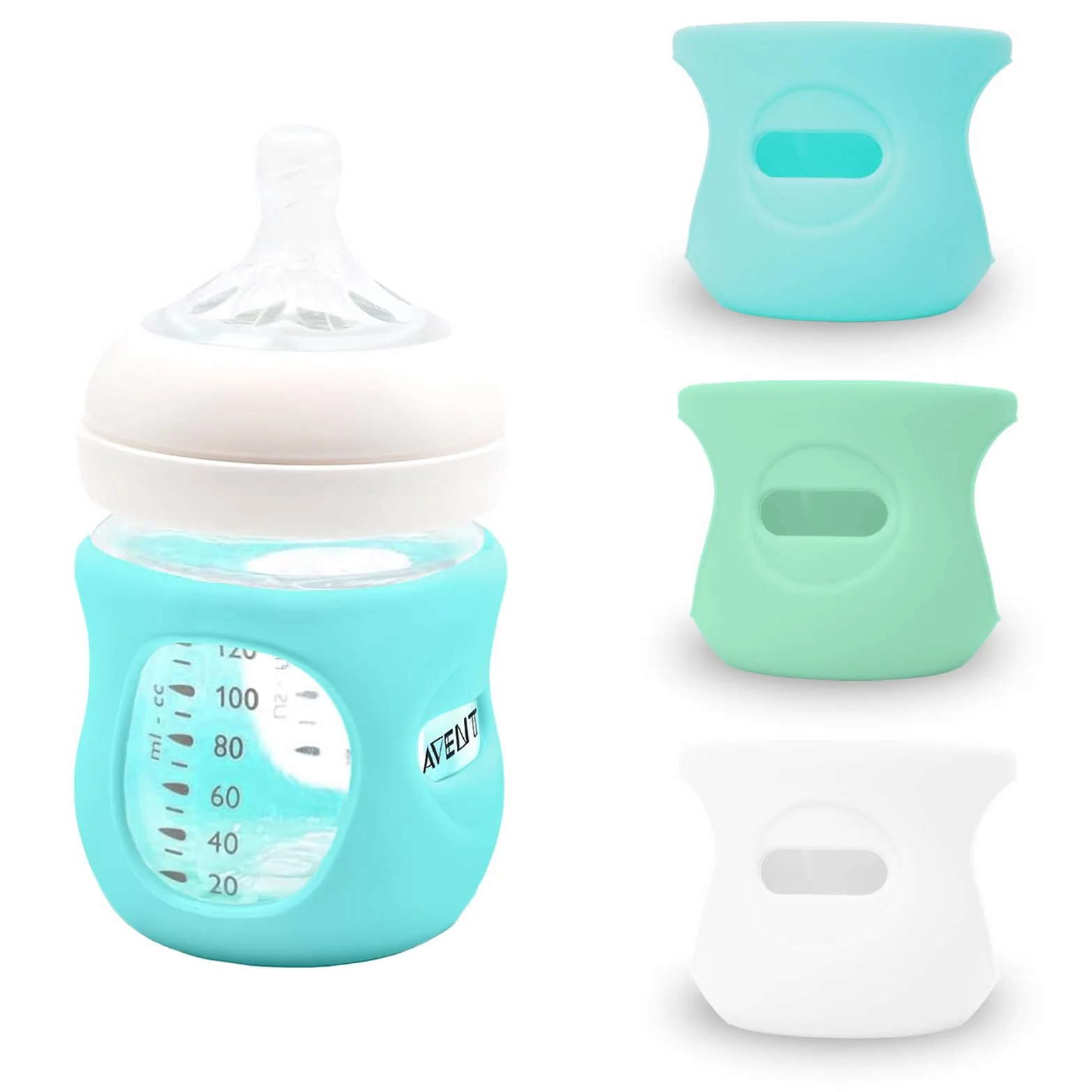 Avent Natural Zestaw 3 pokrowców na butelki dla niemowląt, odporne na pęknięcia, kompatybilne z butelkami Philips Avent