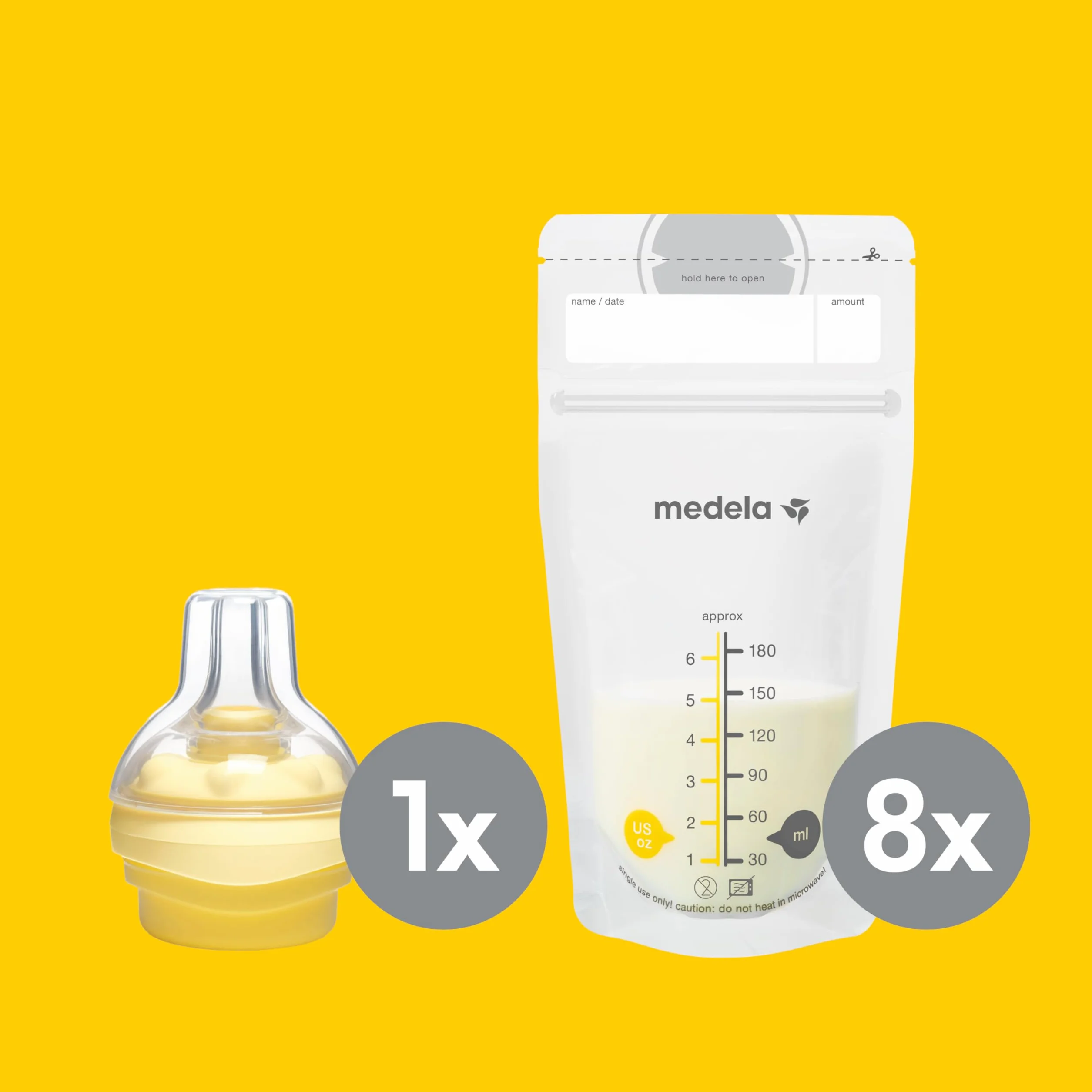 Medela 008.0385 Zestaw do Karmienia Niemowląt, Przezroczysty/Żółty, 4 Sztuki