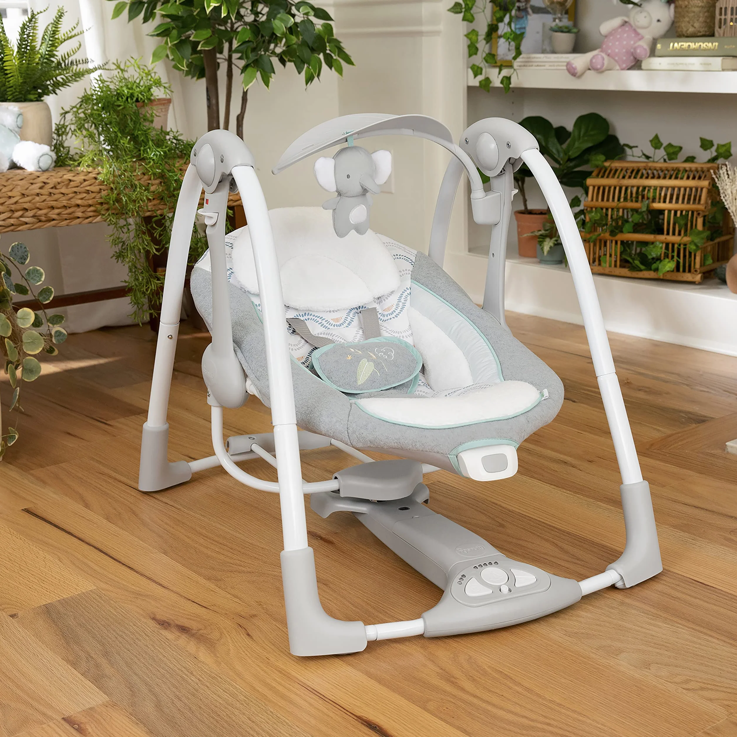 Ingenuity Huśtawka dziecięca 2 w 1 elektryczna przenośna wibracje odgłosy natury 0-9 miesięcy 9 kg