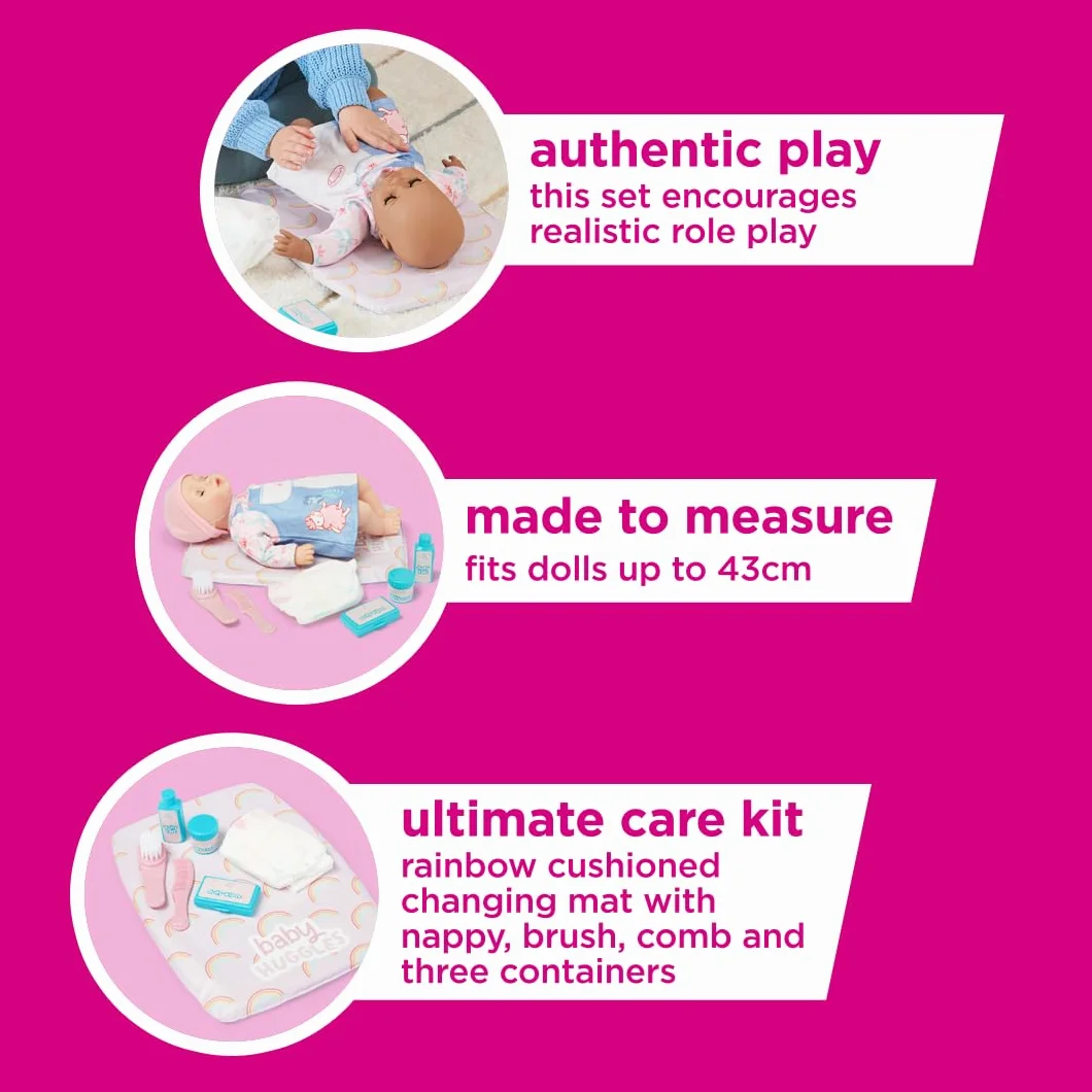 Casdon Changing Mat Set, Dolls Changing Mat & Care Set For Children Aged 3+, Includes Reusable Nappy, Brush, Pretend Talc & More!