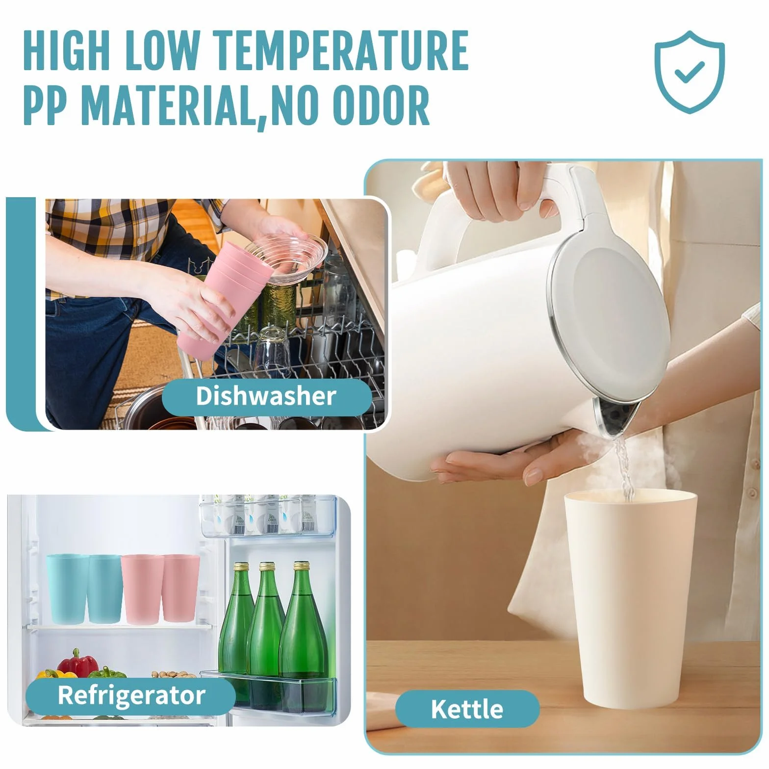 Plastikowe szklanki 9 x 430 ml - plastikowe kubki dla dzieci - nietłukące się kubki dla dzieci - zestaw kubków wielokrotnego użytku - idealny na urodziny i kemping