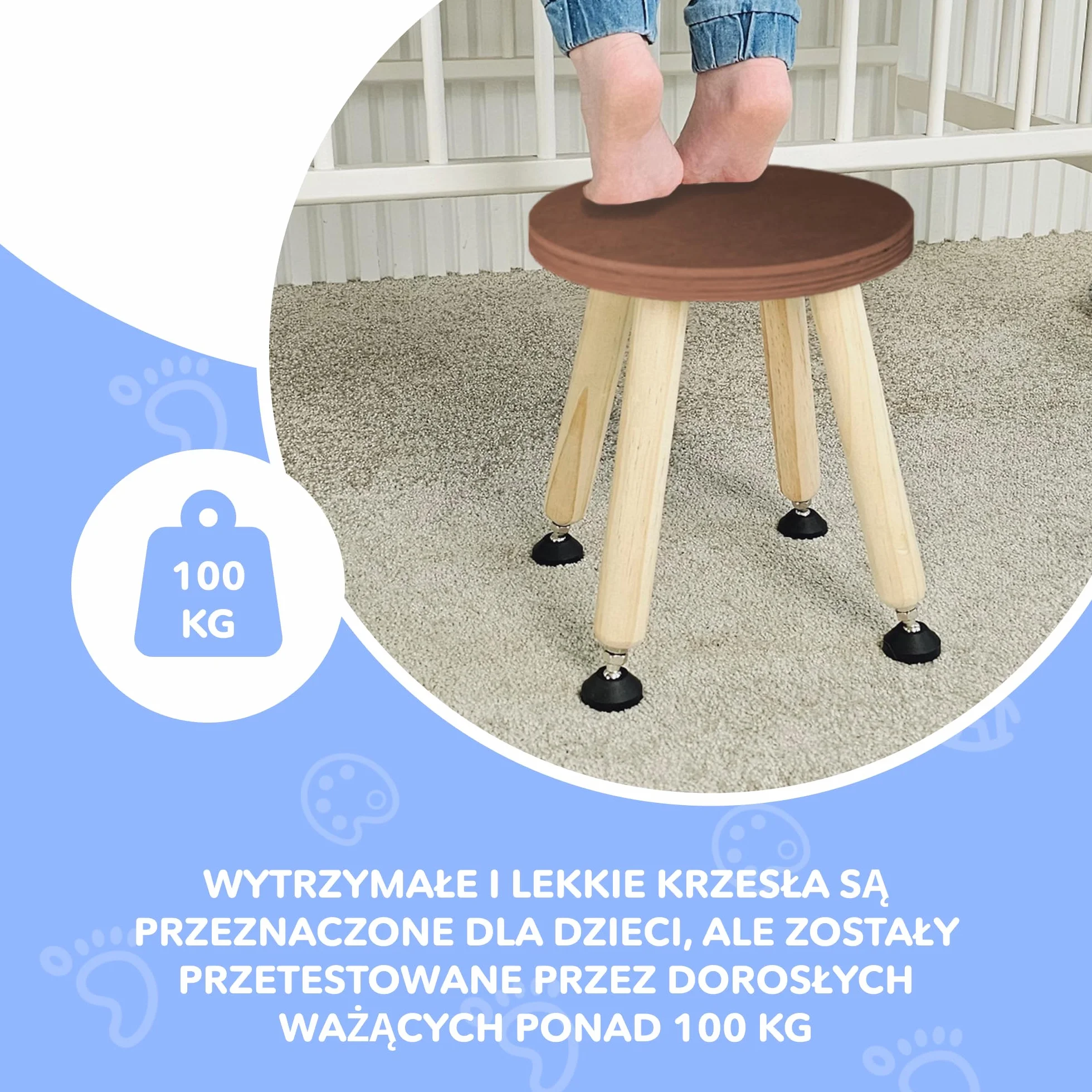 Cateam Drewniany taboret do schodków dla dzieci i małych dzieci – 1 zestaw – orzech – taboret dziecięcy z wysuwanymi nogami – sensoryczny taboret stołowy – okrągły taboret do siedzenia dla dzieci z