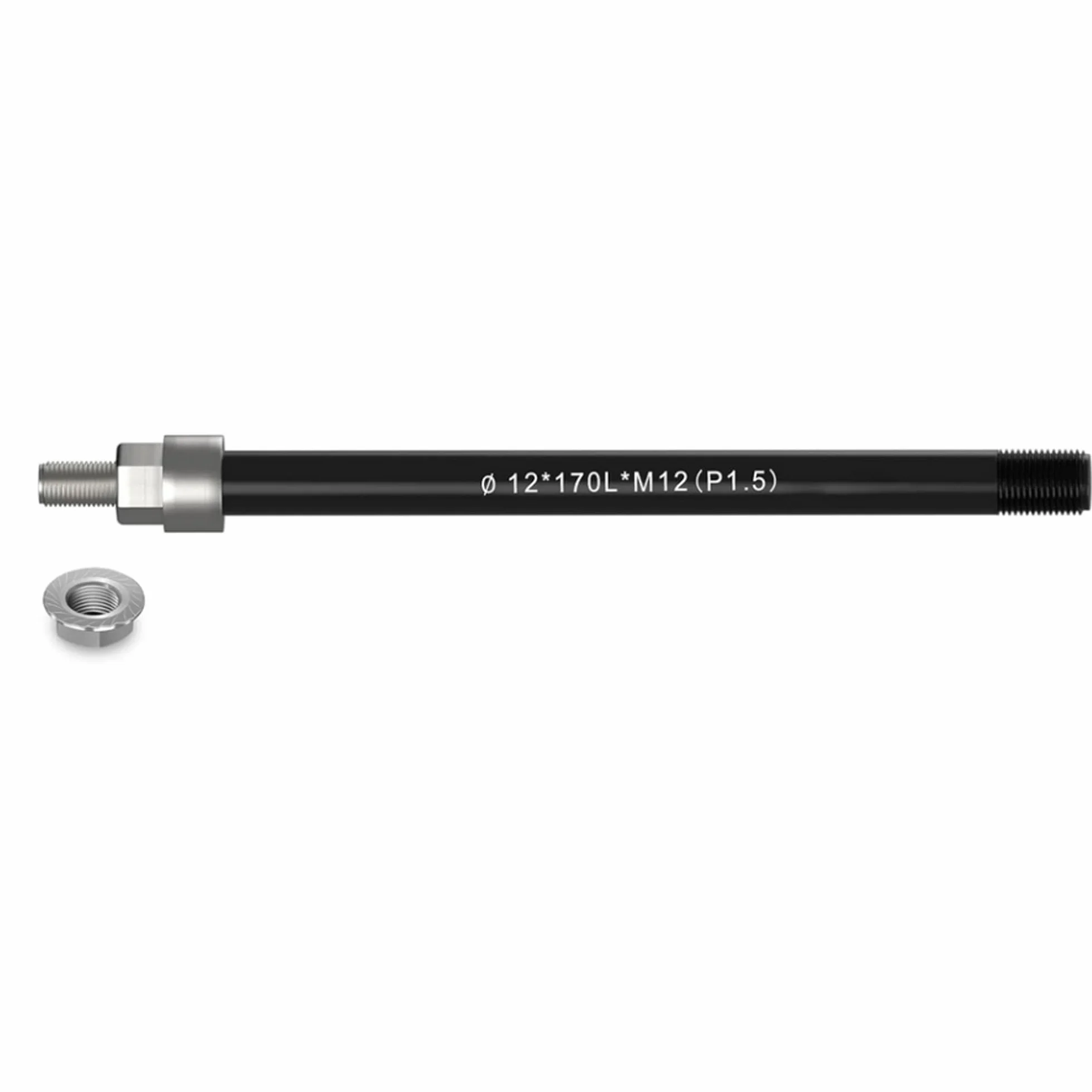 Adapter osi przelotowej M12 do przyczepy rowerowej sprzęgło, adapter osi przelotowej roweru, oś przelotowa roweru, regulowana długość trzpienia (czarny, M12x1,5(170mm))