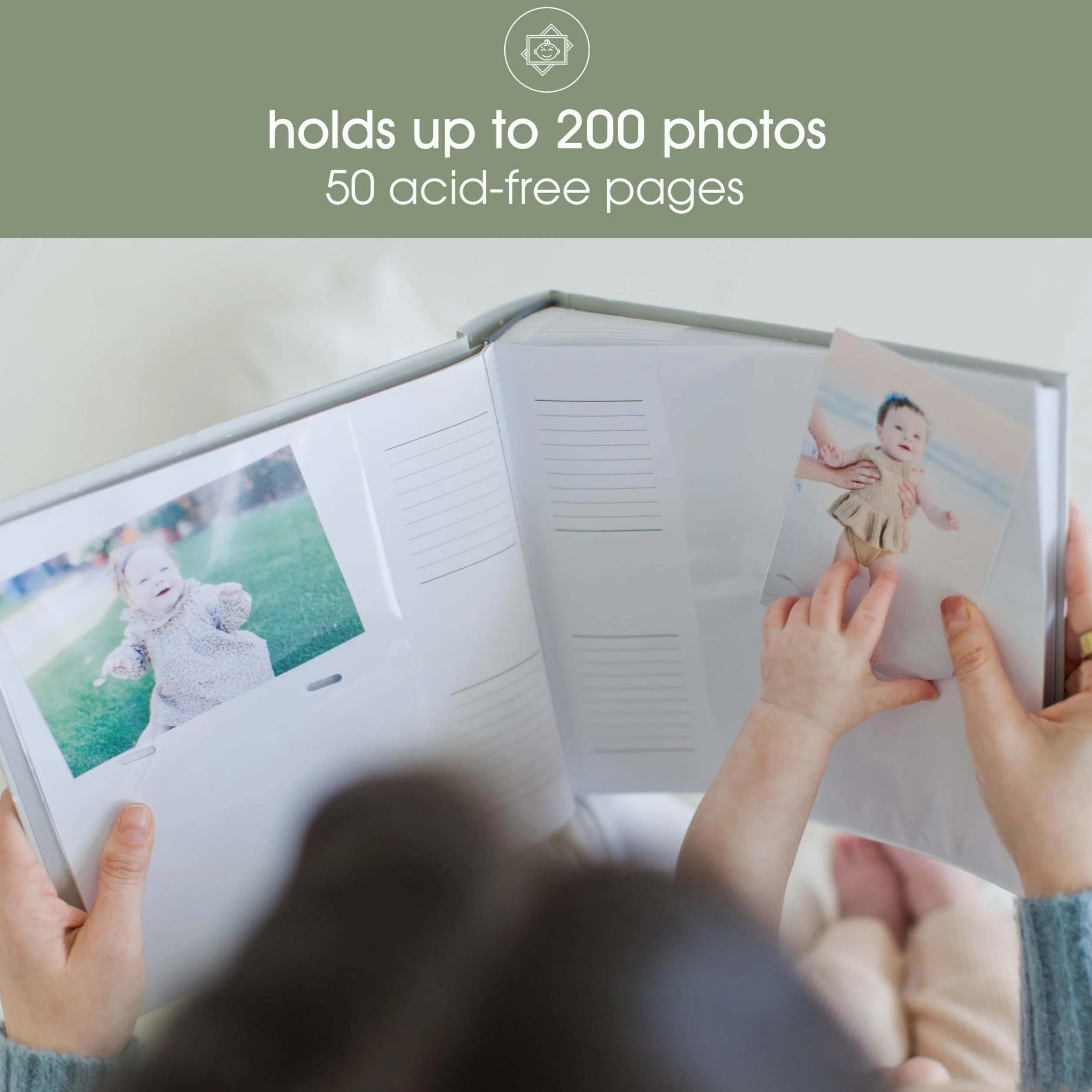 Pearhead Album fotograficzny 50 stron szary z białymi kropkami prezent dla dziecka chrzest