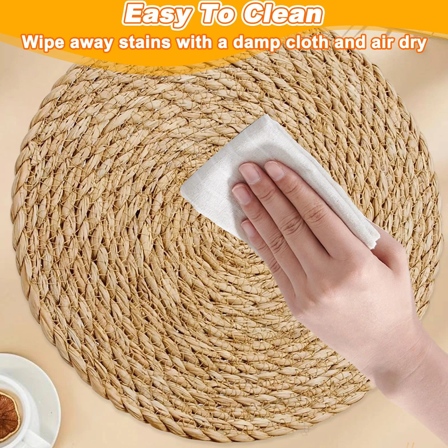 Okrągłe podkładki z wikliny hiacynt wodny 30 cm boho na stół