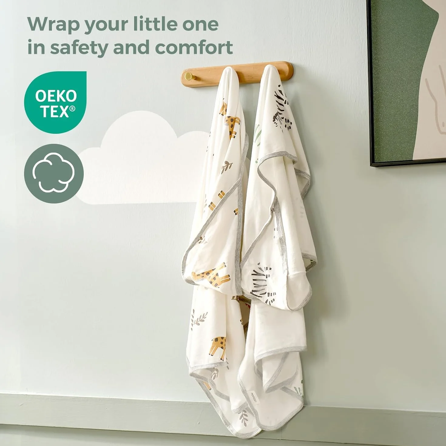momcozy Ręcznik kąpielowy z kapturem dla niemowląt, zestaw 2 szt., ręcznik kąpielowy z kapturem i bawełnianym materiałem frotte, duży 90 x 90 cm, zestaw ręczników kąpielowych dla chłopców
