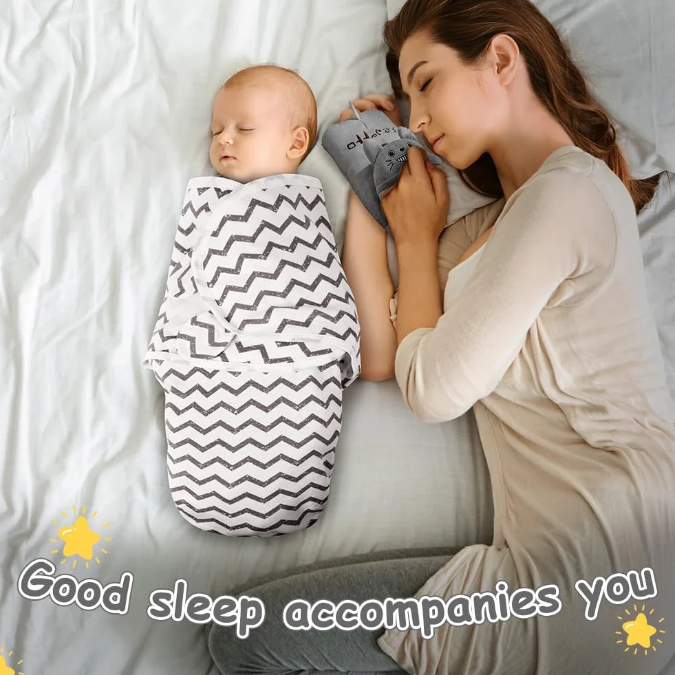 Śpiwór dla niemowląt, 0–3 miesięcy, ekologiczne śpiwory bawełniane dla noworodków, koc swaddle, śpiwór dla dzieci w tkaninie unisex 3-pack (ciemnoszary)