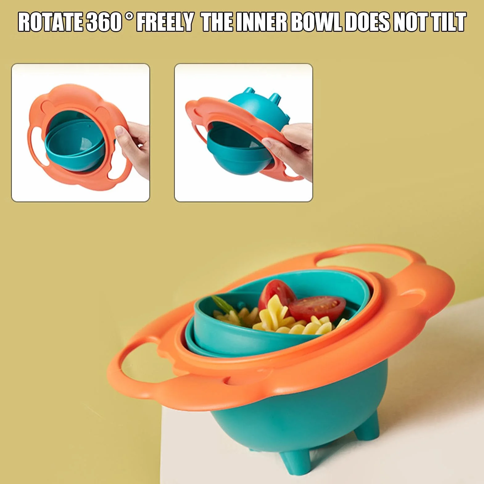 Kids Anti Spill Bowl, Gyroscopic Smooth Bowl, 360 Degree Gyroscopic Spill Proof Bowl for Children