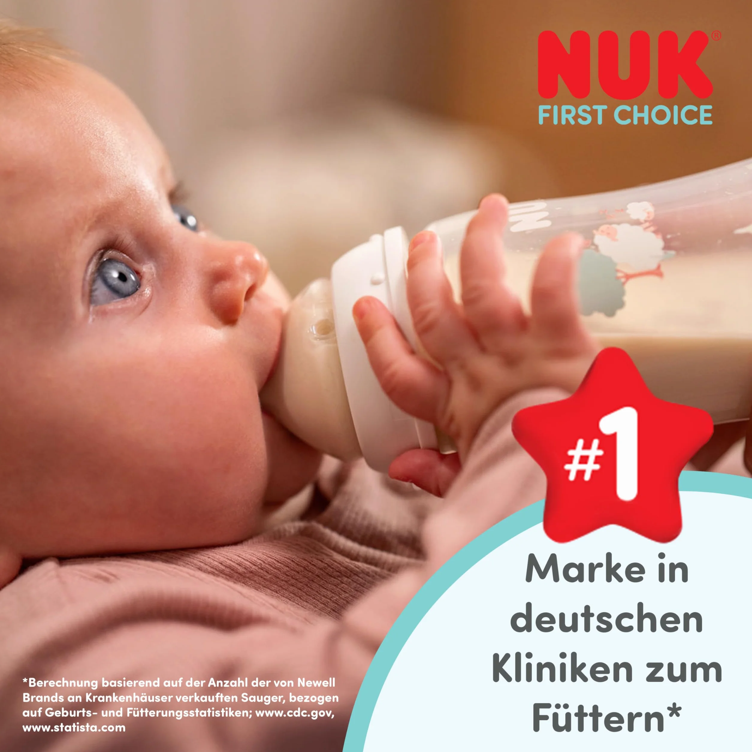 NUK First Choice Smoczki do butelek | 0+ miesięcy | Smoczki antykolkowe do butelek | Silikonowe | Małe | 2 sztuki