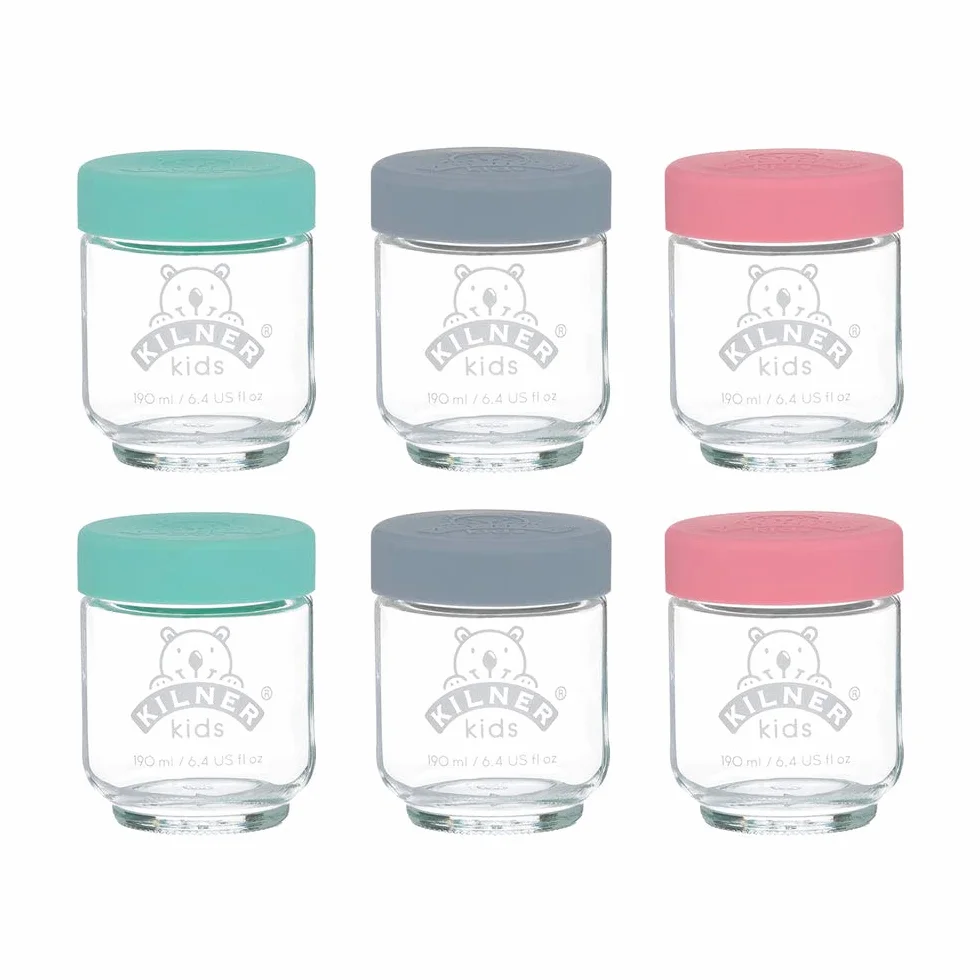 Kilner Zestaw kieliszków dla niemowląt 190 ml | 6 pojemników na owsiankę dla niemowląt | do przechowywania, zamrażania i serwowania domowych posiłków dla niemowląt | wolne od substancji szkodliwych i