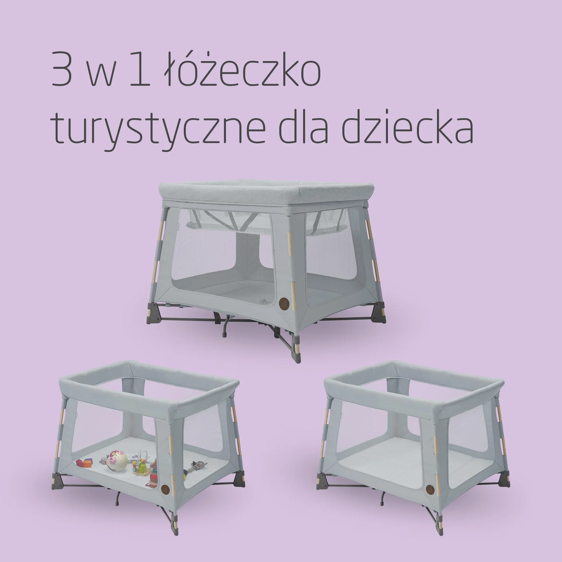 Maxi-Cosi Swift 3 w 1 łóżeczko turystyczne dla dziecka, 0–3,5 roku, do 15 kg, Lekki Kojec dla Dziecka Składany, Materac 2-w-1, Ultralekkie, Składane w sekundę, Torba, Eco Care, Beyond Grey
