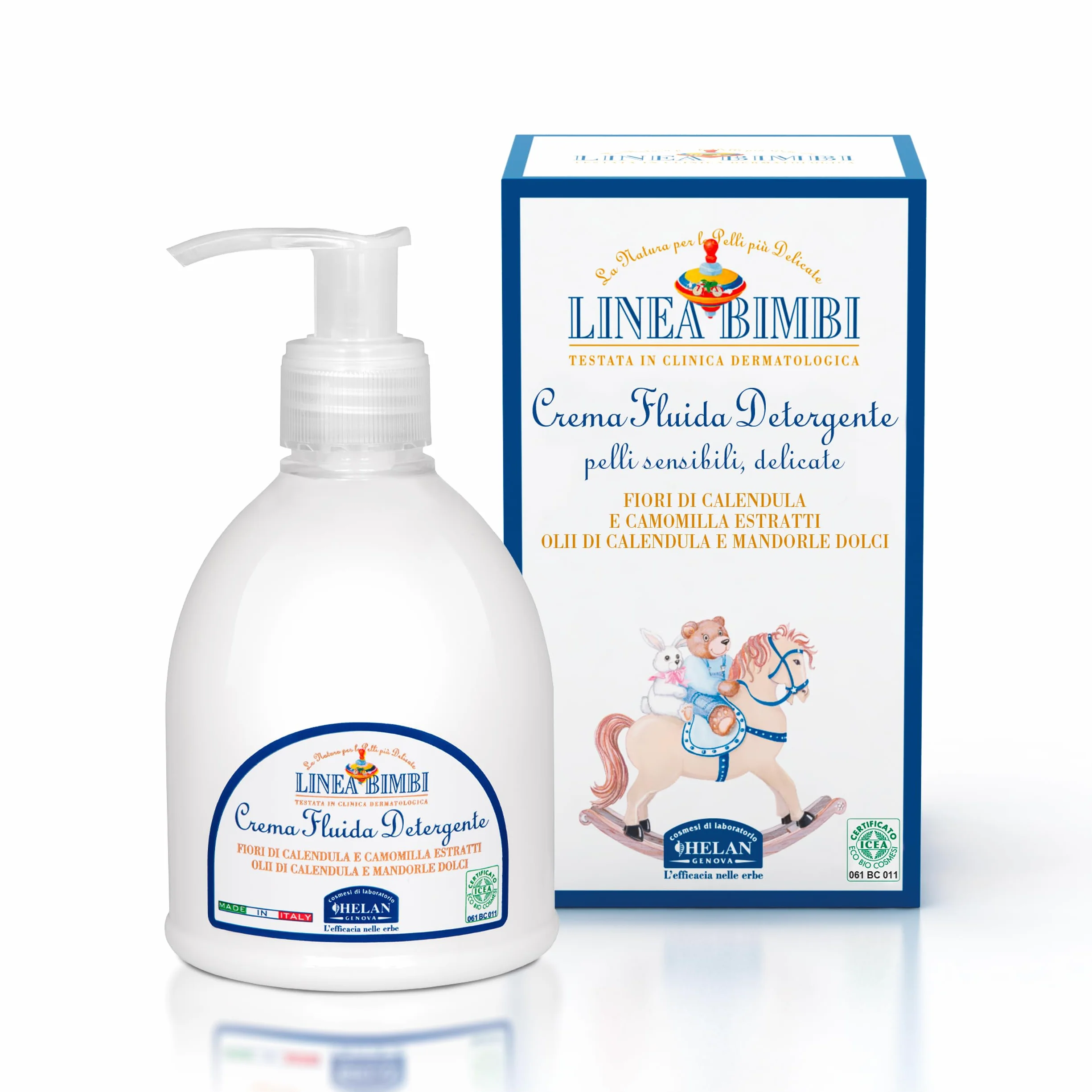 Helan, Linea Bimbi, Krem nawilżający dla niemowląt, krem do ciała dla dzieci, płyn i detergent - Kojący i odżywczy krem nawilżający do ciała dla niemowląt i dzieci, z nagietkiem i słodkimi migdałami -