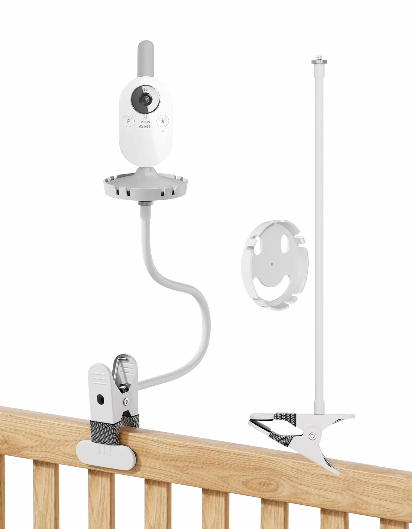 Uchwyt na monitor dla niemowląt Philips Avent SCD843/26, SCD833/26, SCD891/26, SCD891/26, SCD630/26, elastyczny uchwyt na klips do monitoringu niemowląt Philips Avent
