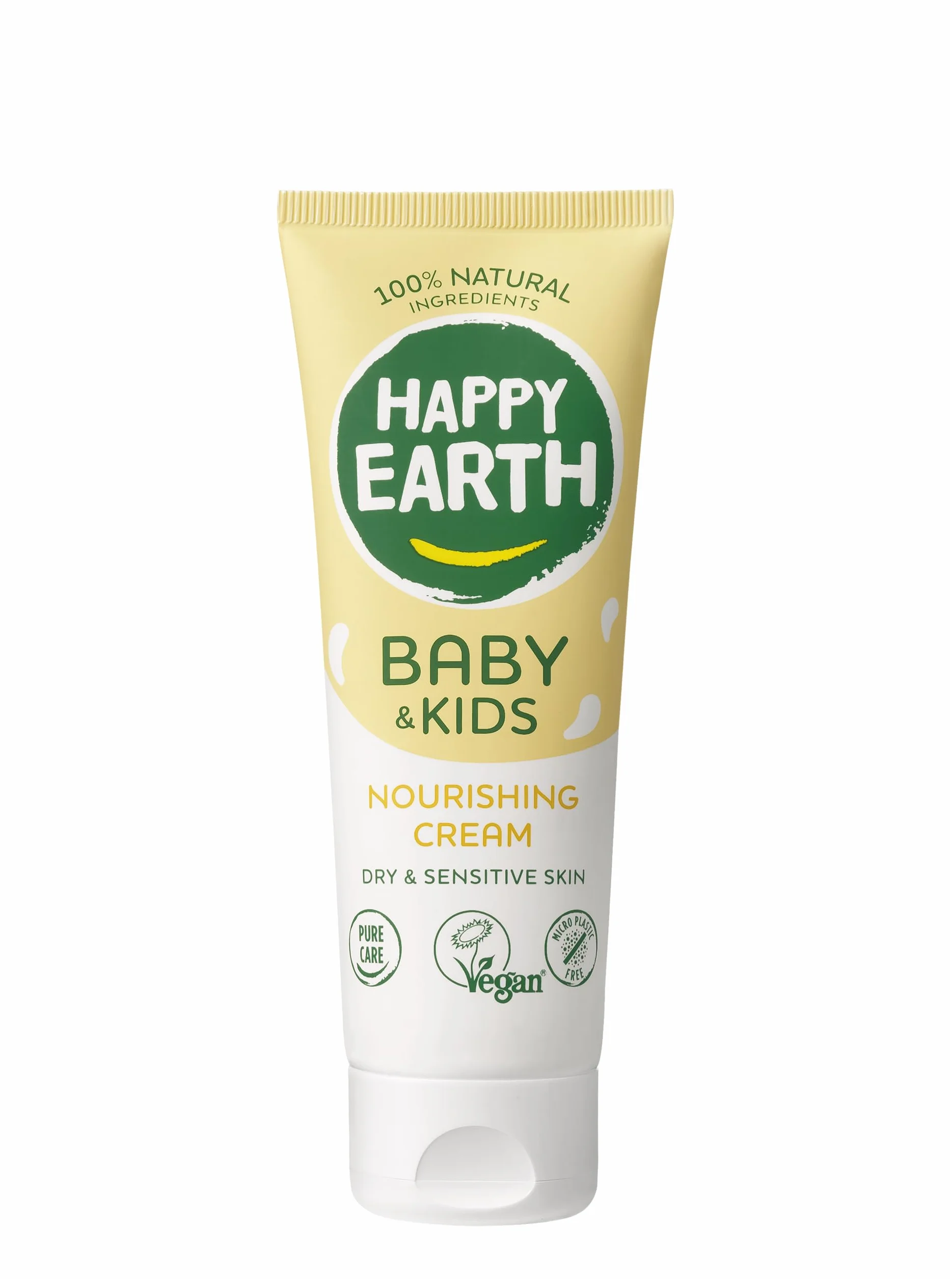 Happy Earth 100% naturalny krem odżywczy dla niemowląt i dzieci, 75 ml, wegański, 100% naturalny, bez mikroplastiku