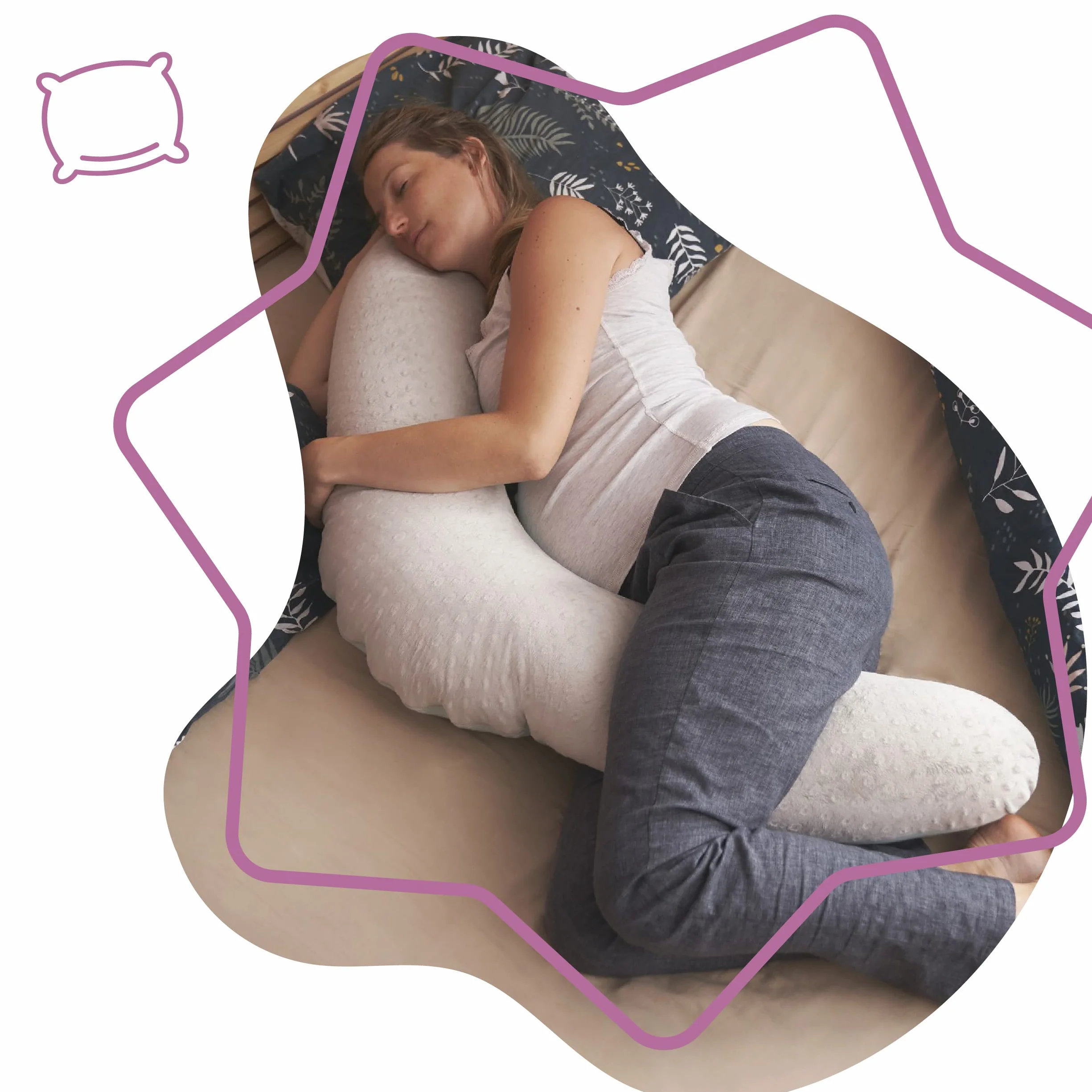 Badabulle Poduszka do karmienia i poduszka ciążowa Fluffy, 150 cm, w zestawie poszewka, ergonomiczny kształt