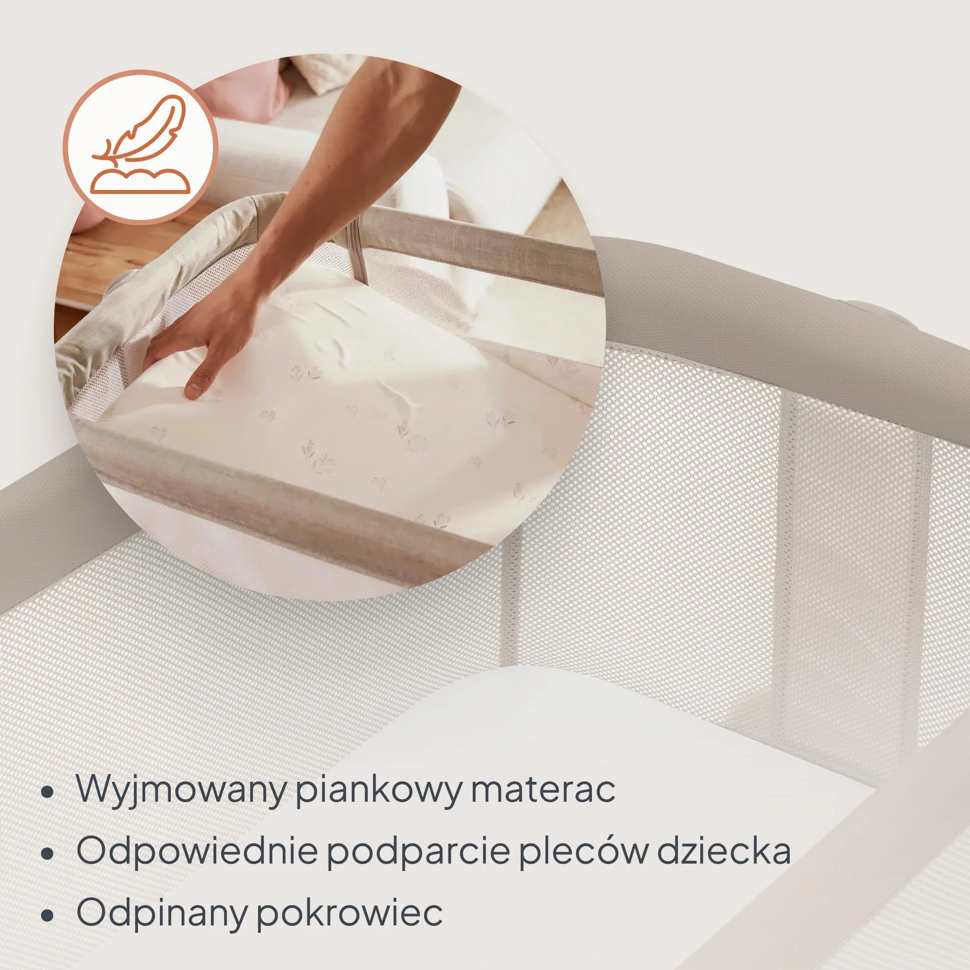 LIONELO Luna przenośne łóżeczko dostawne z materacykiem, co-sleeping, od noworodka do 9 kg. Regulowana wysokość i pochył, 4 kółka z blokadą, mocowanie do łóżka rodziców, przewiewne