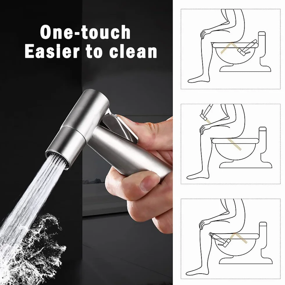 Bidet słuchawka prysznicowa do WC – ręczny zestaw rozpylacza bidetowego z zaworem T G1/2", wężem i uchwytem – srebrny