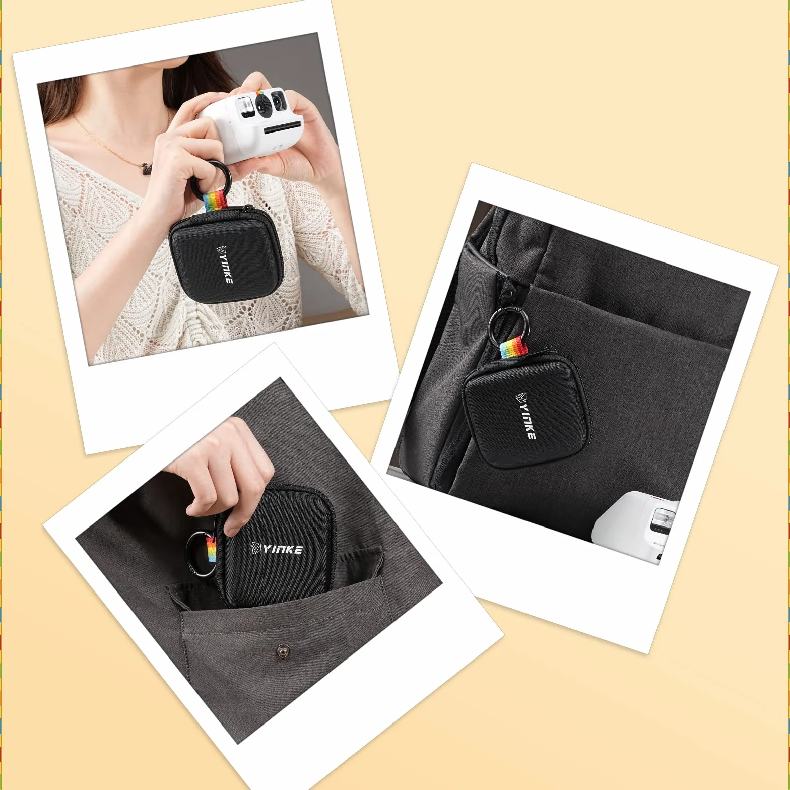 Yinke Kieszonkowy album fotograficzny z 40 kieszeniami na aparat Polaroid Go Instant Camera, przenośny album podróżny (czarny)