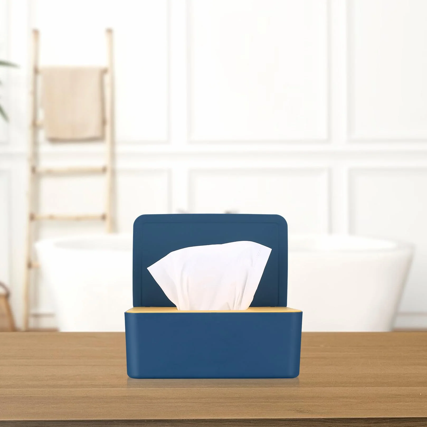Pudełko na chusteczki nawilżane, pudełko na papier toaletowy dla niemowląt, dozownik chusteczek nawilżanych, pudełko na papier z pokrywką, dozownik chusteczek do domowego biura, niebiesko-żółty