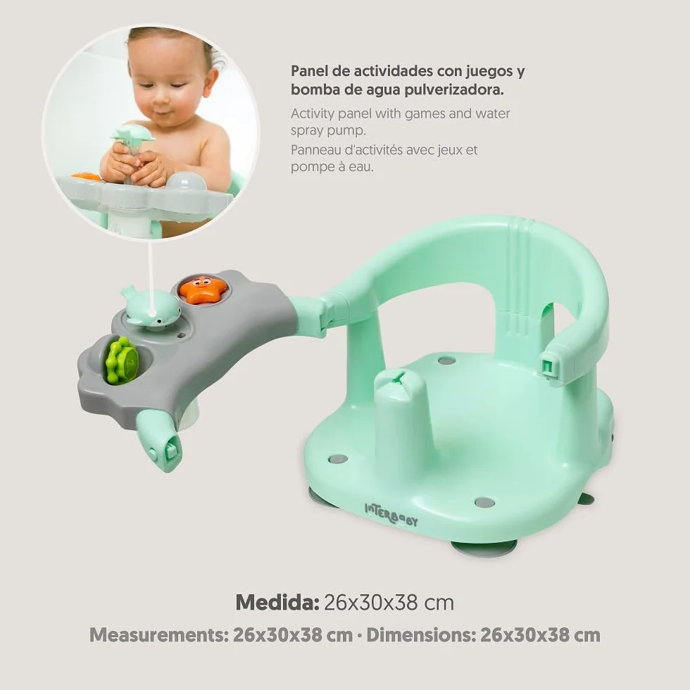 Fotelik do kąpieli dla niemowląt Interbaby | Mocowanie Przyssawki antypoślizgowe | Krzesło do kąpieli dla niemowląt Wygodne, bezpieczne, ergonomiczne | Fotel do kąpieli i prysznica dla niemowląt > 5