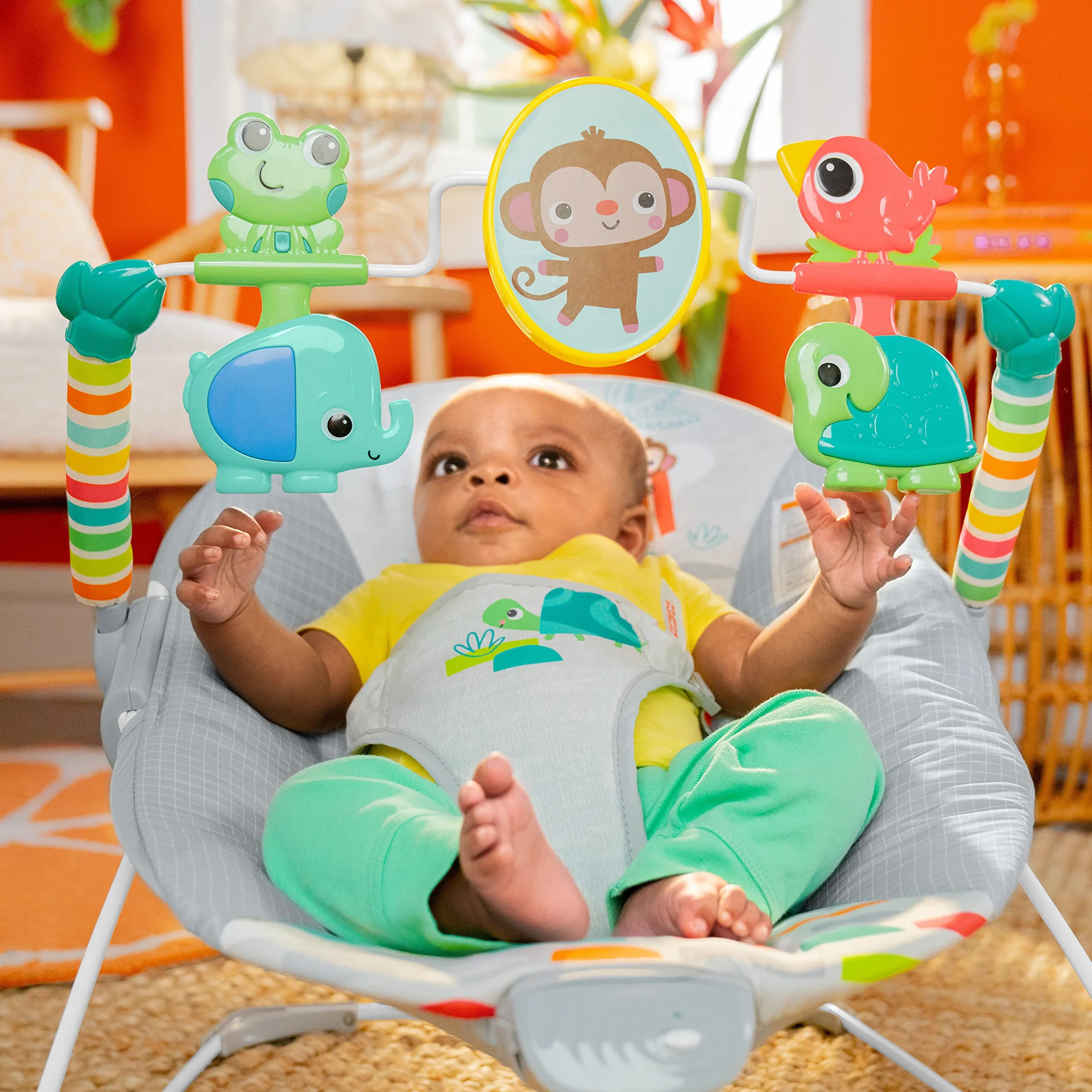 Bright Starts Playful Paradise leżak z kojącymi wibracjami i zabawkami 0-6 miesięcy