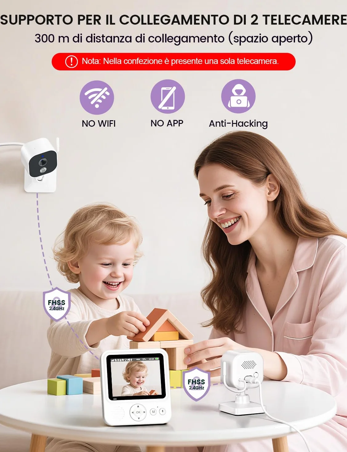 Babyphone z kamerą 2,8 cala 720P HD 2000 mAh monitor dla niemowląt noktowizor VOX