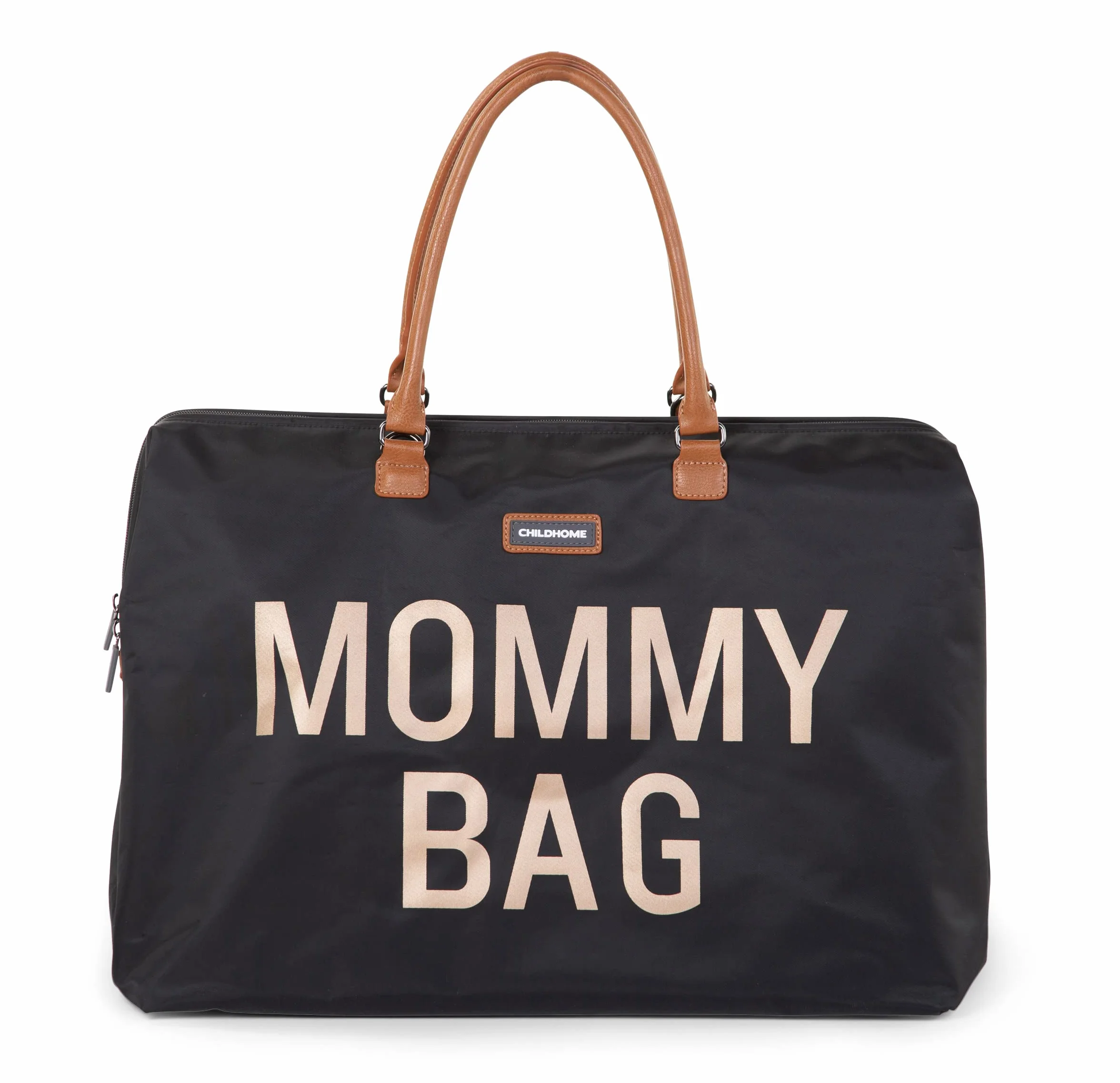CHILDHOME, Mommy Bag, torba na pieluchy, dla kobiet w ciąży, torba podróżna, duża pojemność, mata do przewijania, regulowany pasek na ramię, izolowana kieszeń, przejście na walizkę, czarny/złoty