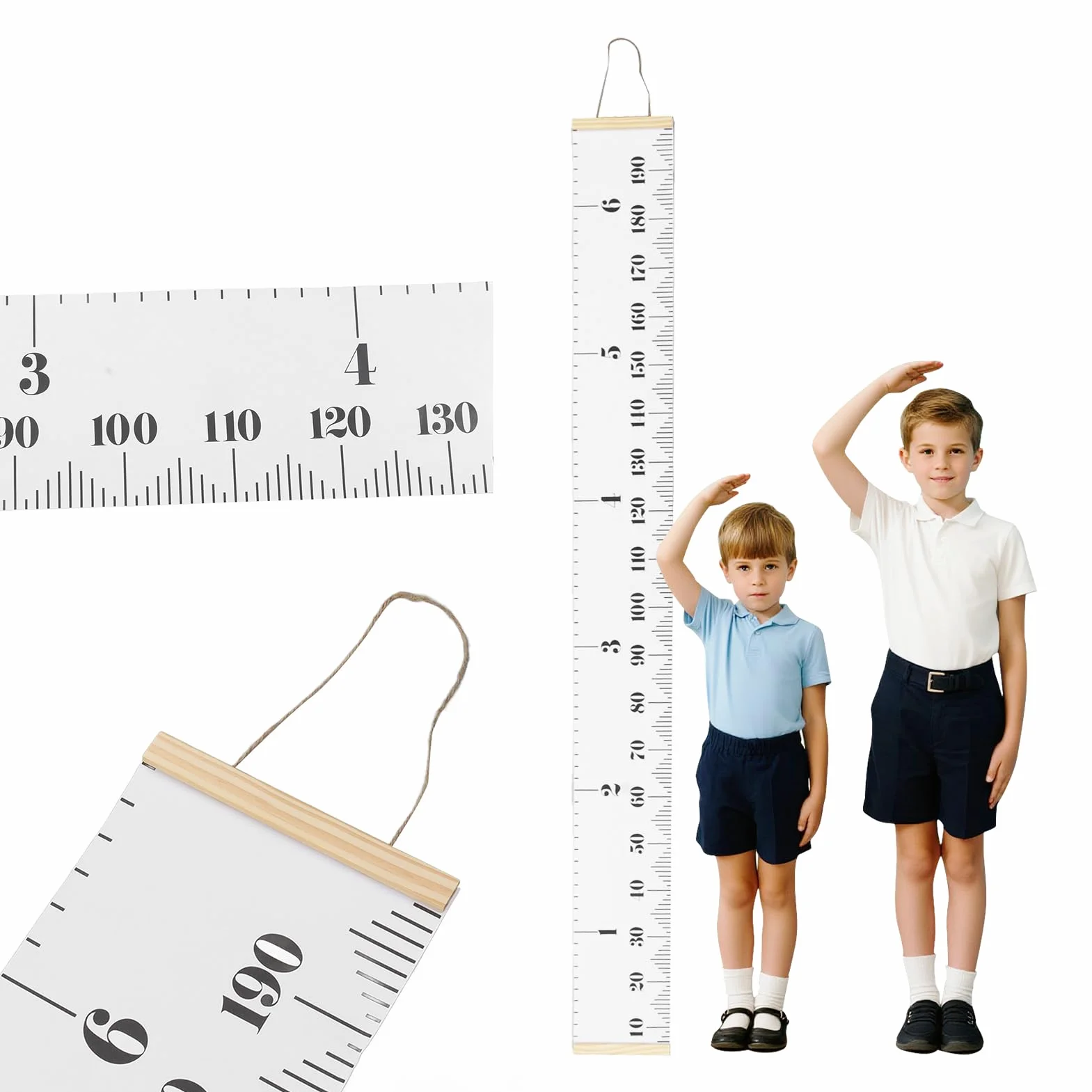 Natudeco Wall Kids Growth Chart Canvas Height Chart Ruler Removable Canvas Wall Hanging Measurement Chart Measuring Height Chart for Salon Home