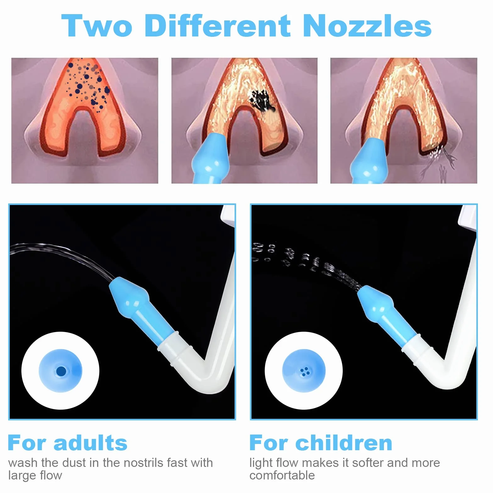 URAQT Neti Pot, zestaw do płukania nosa Płyn do płukania nosa, butelka do płukania zatok 300 ml z 40 saszetkami soli do płukania nosa, płukanka ciśnieniowa do irygacji nosa dla dorosłych i dzieci Bez BPA