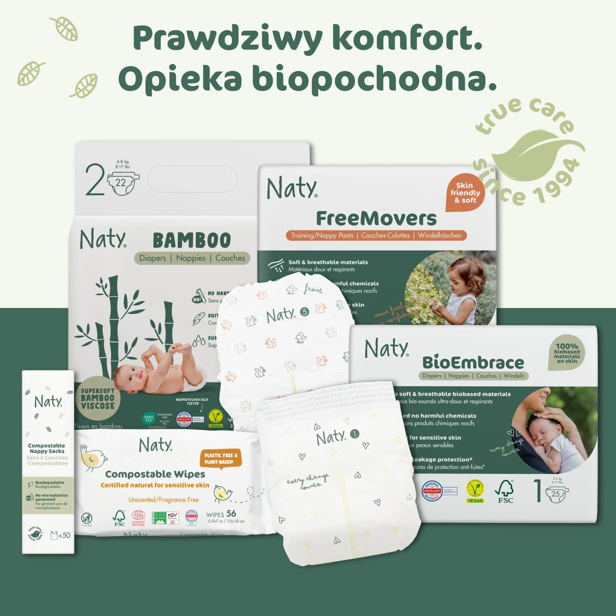Chusteczki Nawilżane Spłukiwalne | 98% Wody, Hipoalergiczne & Naturalne dla Wrażliwej Skóry | Bez Zapachu, Roślinne | Delikatne Chusteczki Noworodek & Małe Dziecko | 168 sztuk (3 op.)