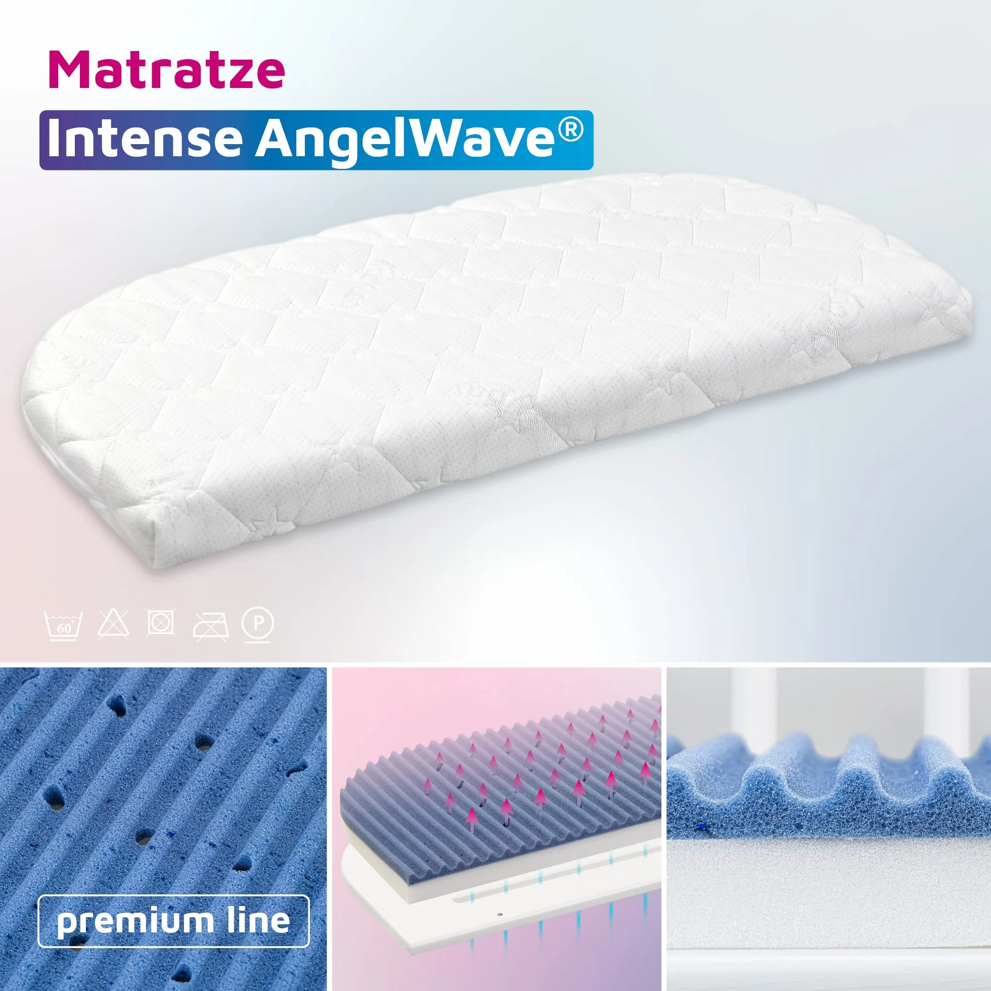 babybay Łóżko pomocnicze materac Intense AngelWave pasuje do modeli Maxi, Boxspring i Comfort Plus